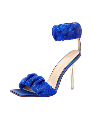 Rhinestone Spark High Heel Women Blue Sandals