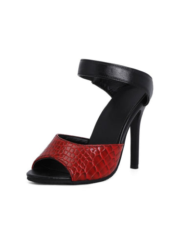 Red Desire Croc-Textured Peep-Toe Women's Comfort Sandals