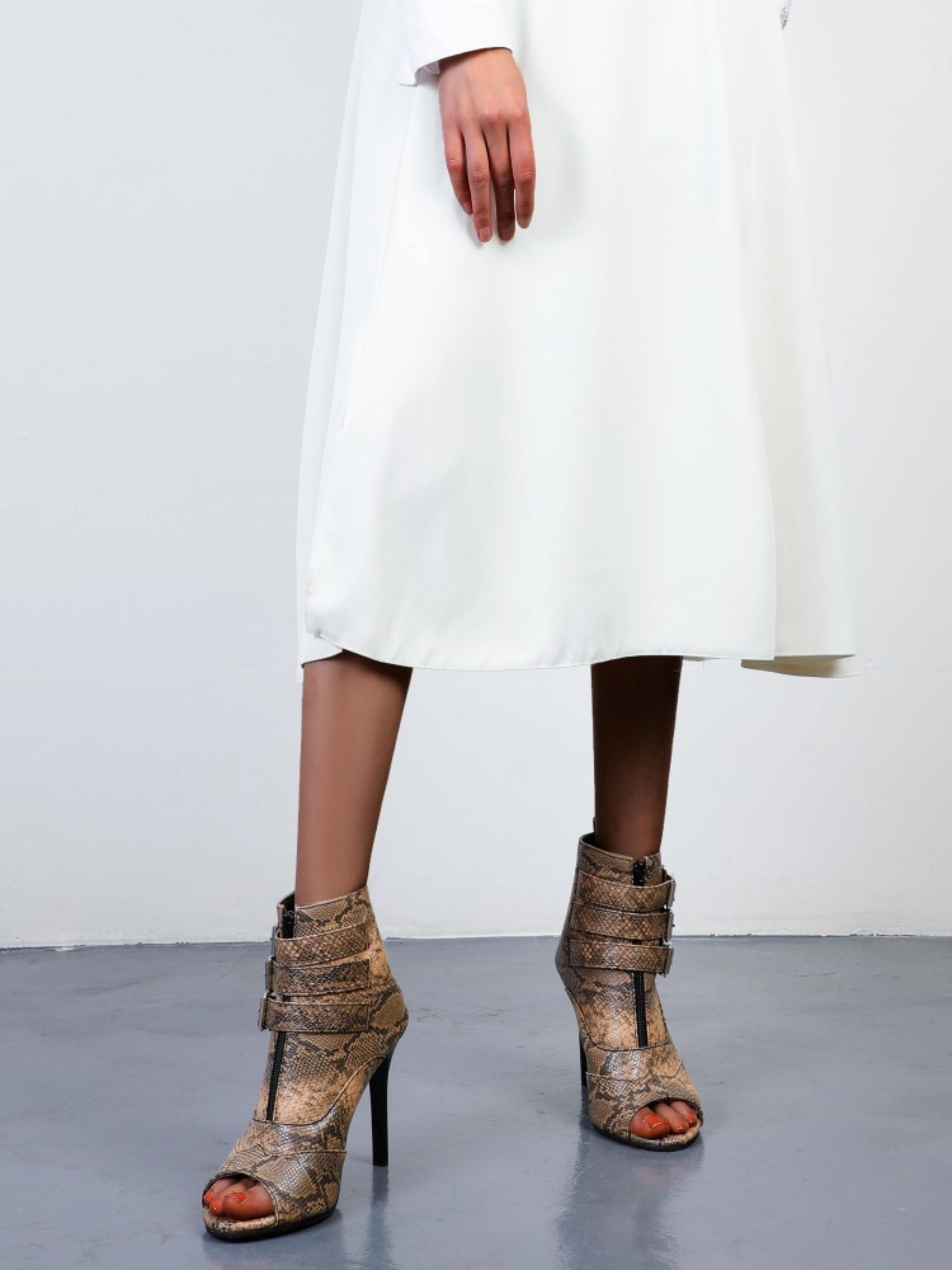 Exotic Edge Snakeskin Ankle Heel Sandals for Women