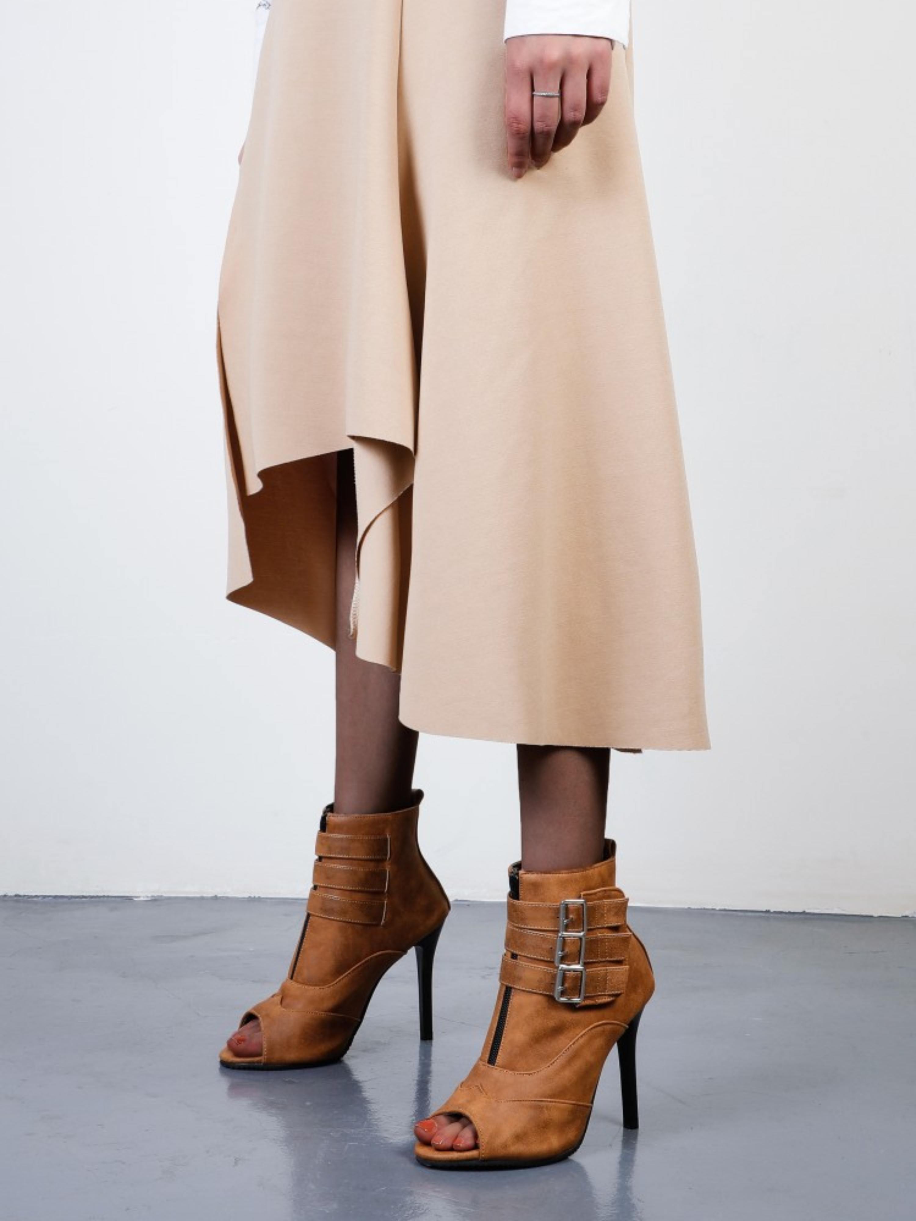 Power Stride Peep-Toe Zipper Boot Women's Dress Sandals