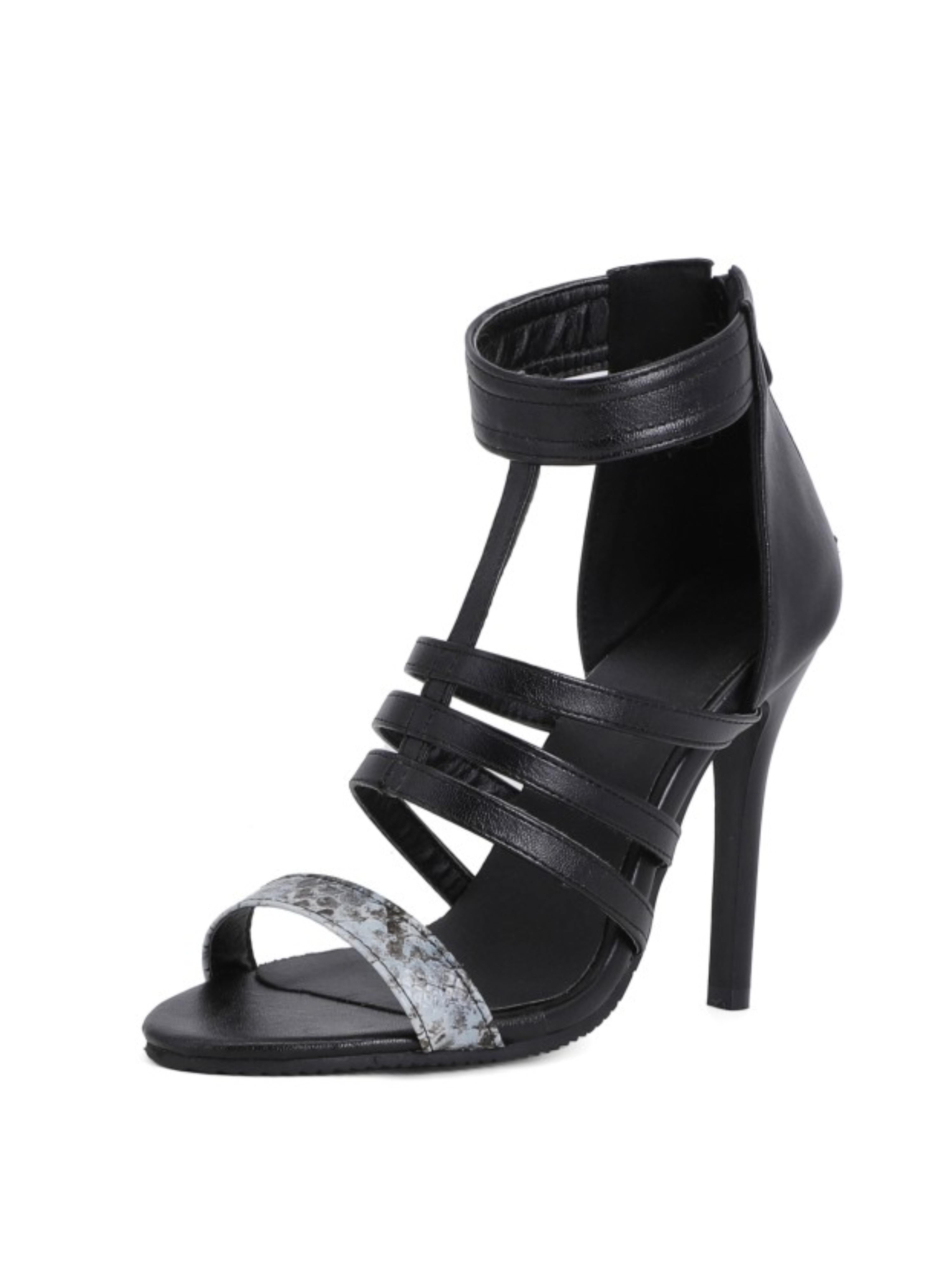 High-Fashion Women's Sandals with Pop of Blue Snake Print