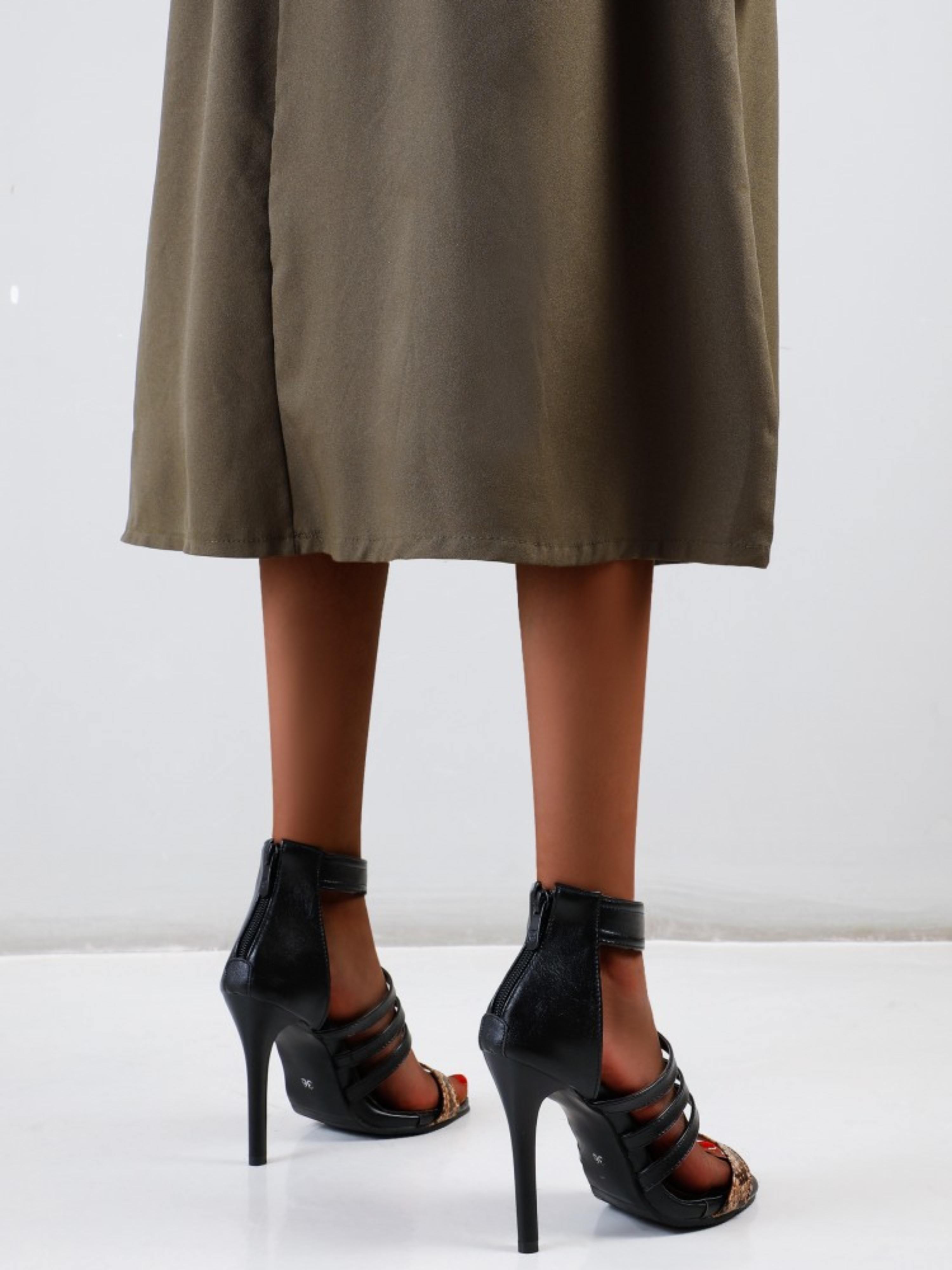 Stiletto Heels Ankle Brown & Black Sandals for Women