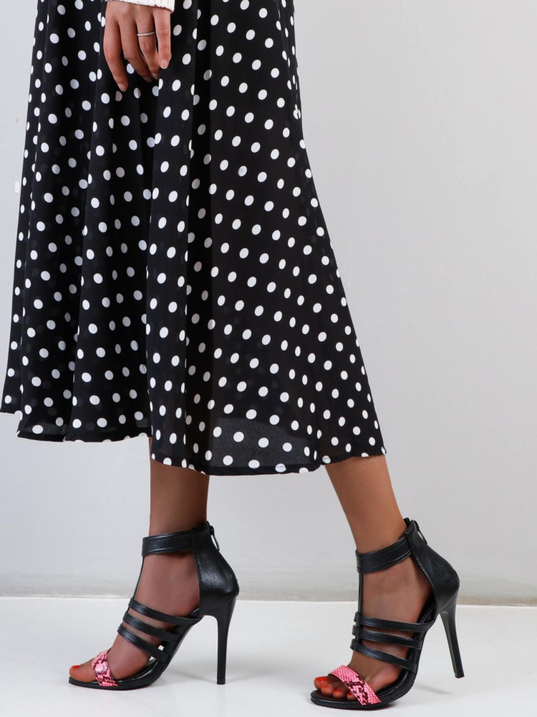 Elegant Stiletto Heel Pink & Black Sandals for Women