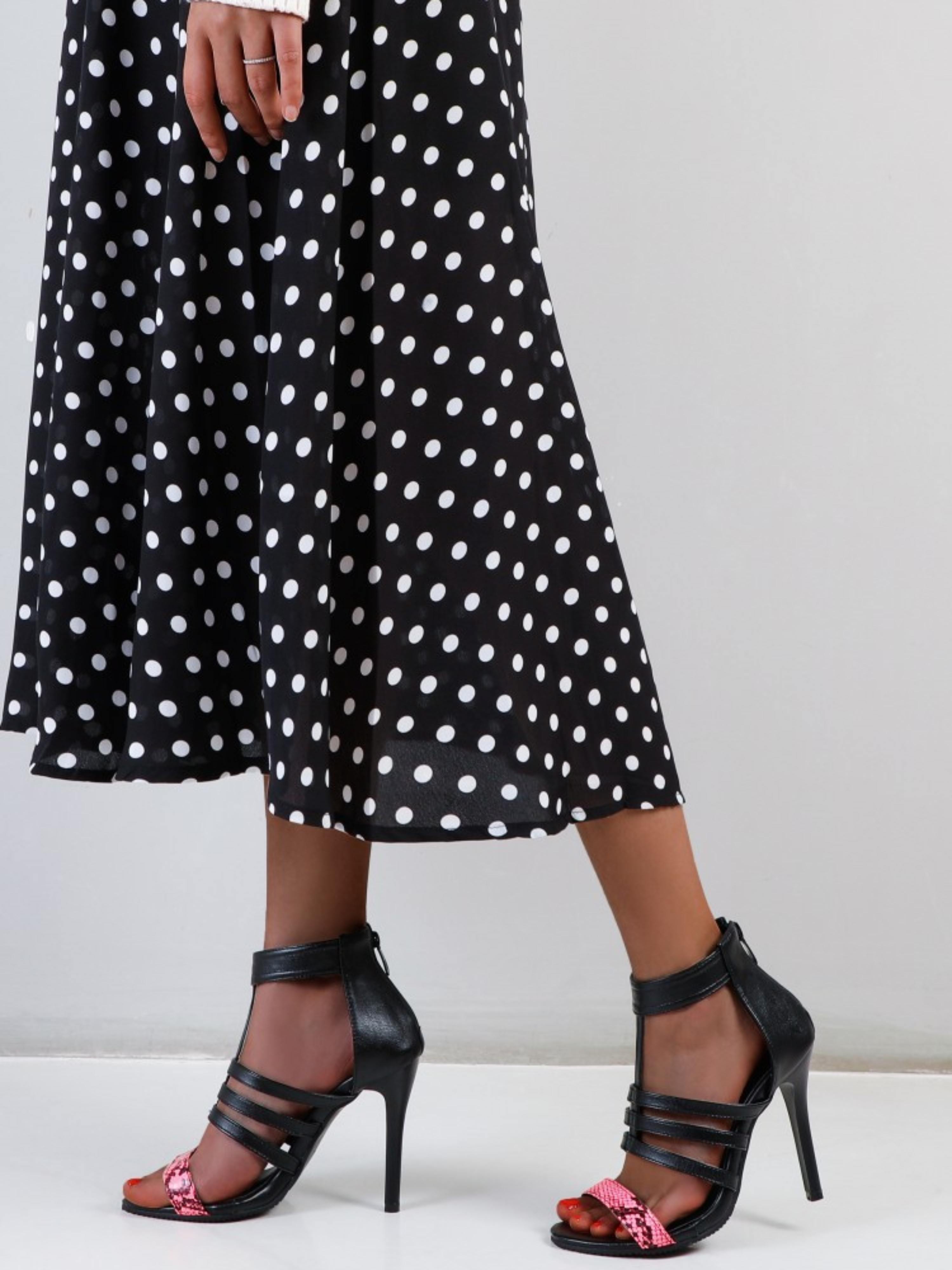 Elegant Stiletto Heel Pink & Black Sandals for Women