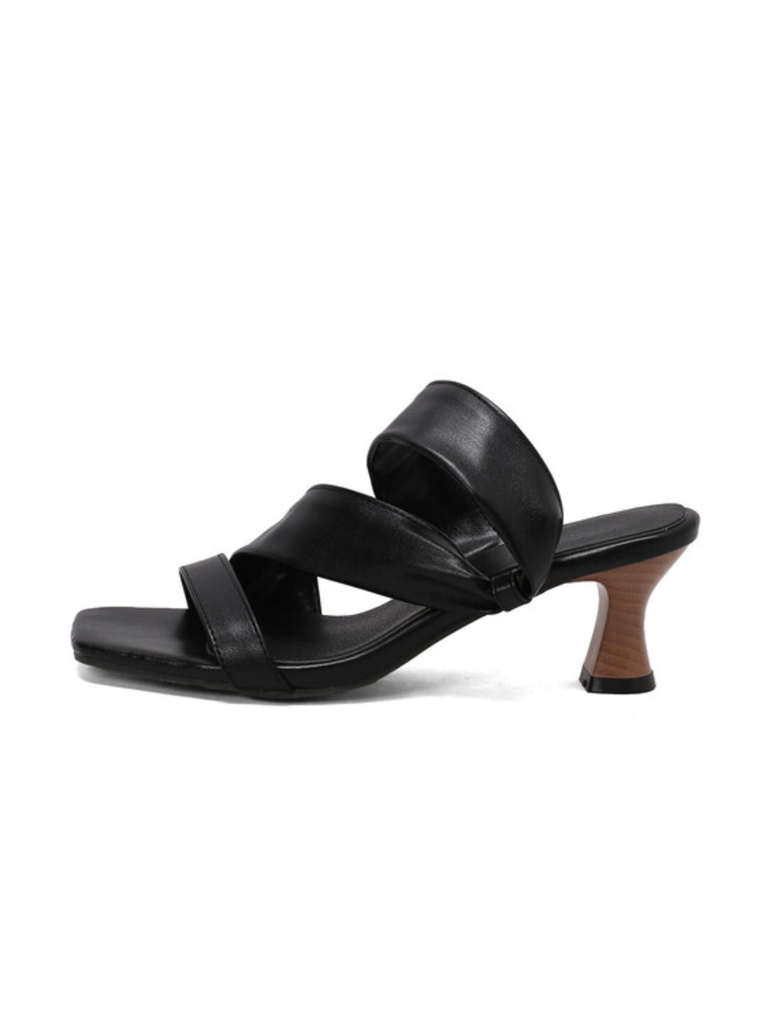 Black Sandals for Women with Double Wide Strap Design