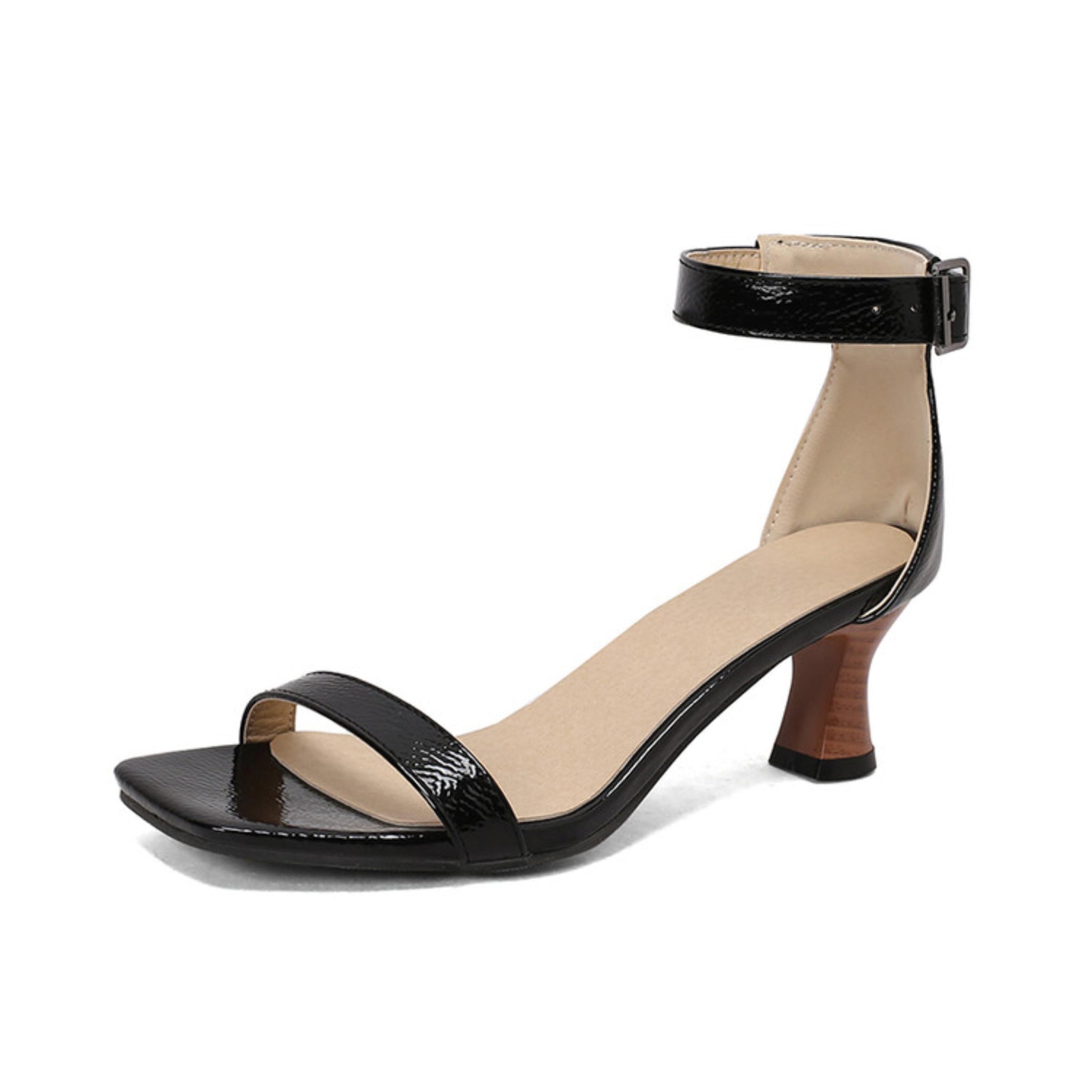 Urban Muse Black Kitten Heel Sandals for Women