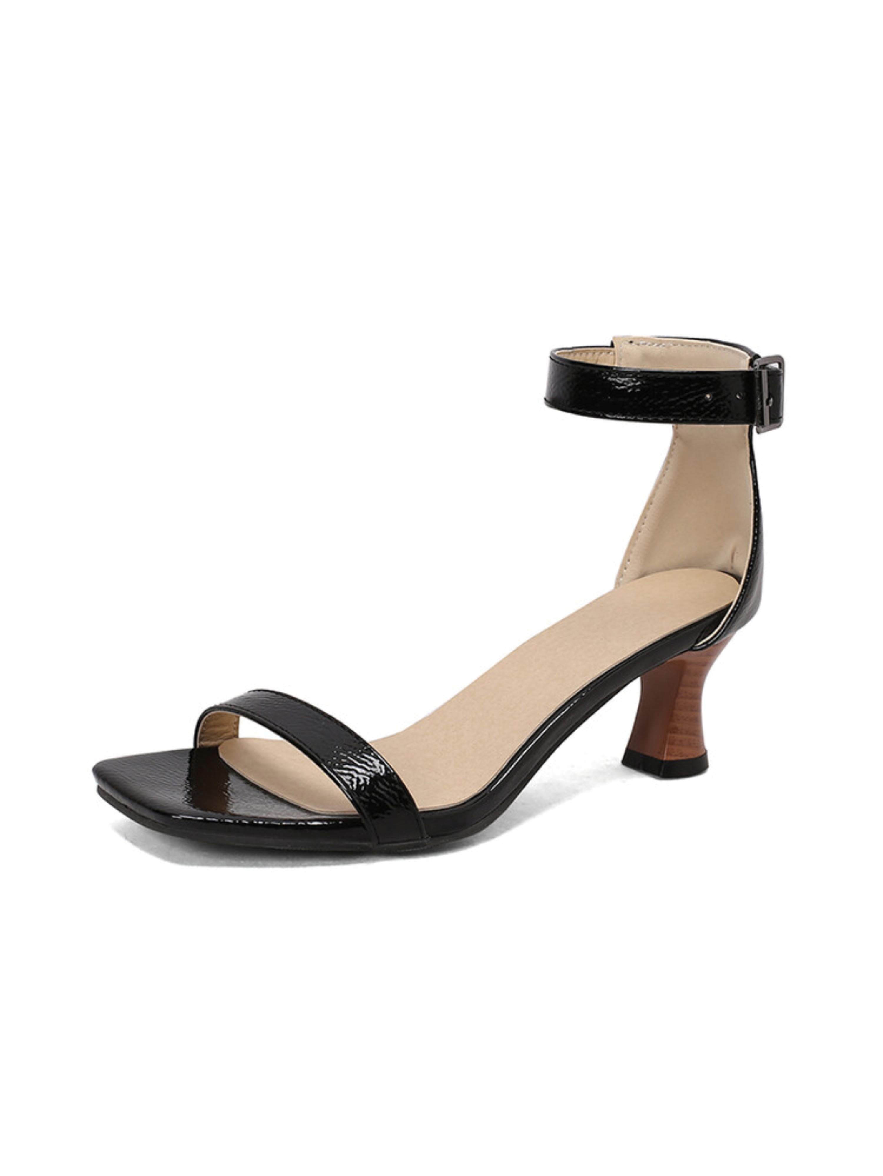 Urban Muse Black Kitten Heel Sandals for Women