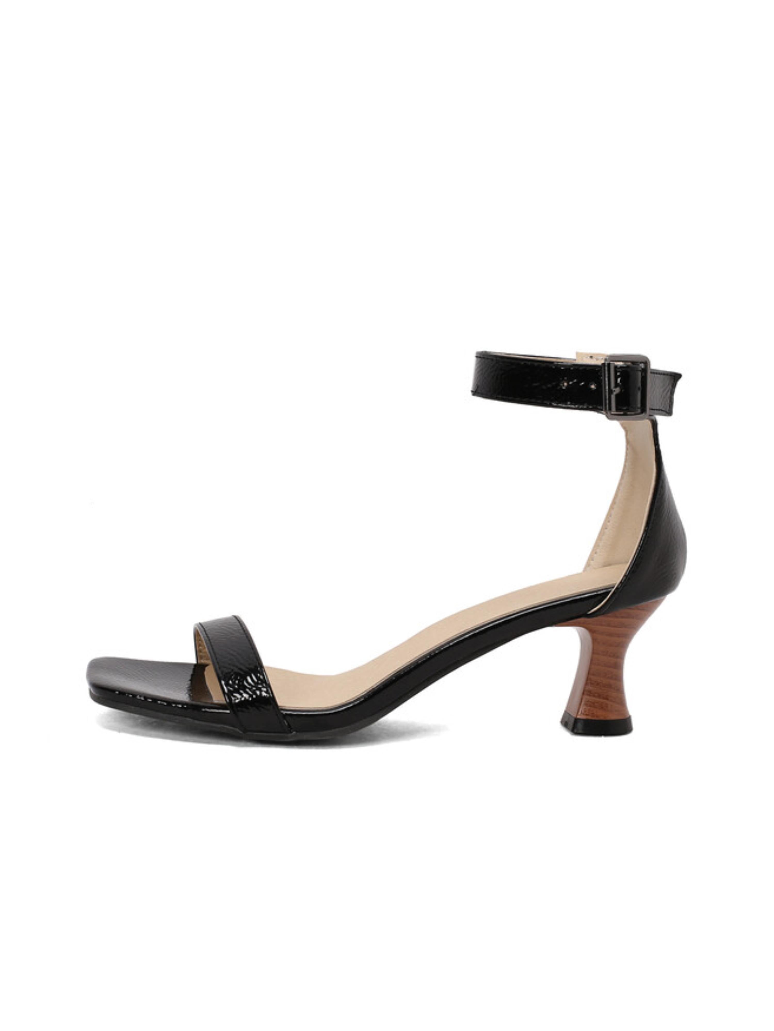 Urban Muse Black Kitten Heel Sandals for Women
