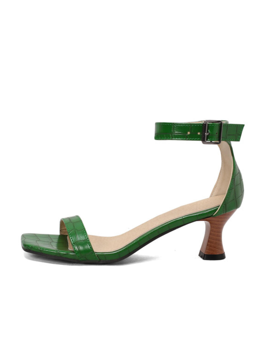 Lush Steps Croc-Embossed Kitten Heel Sandals for Women