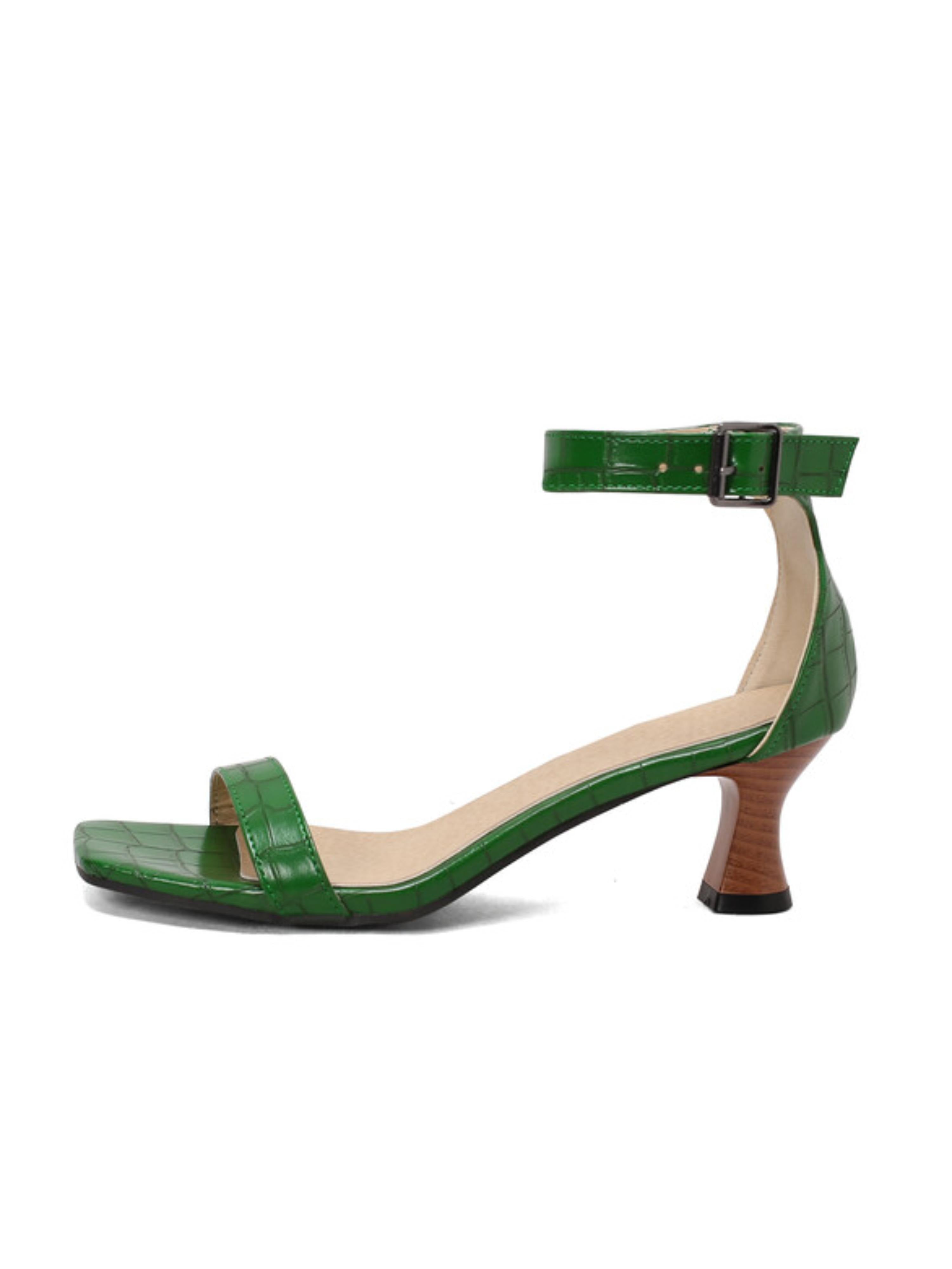 Lush Steps Croc-Embossed Kitten Heel Sandals for Women
