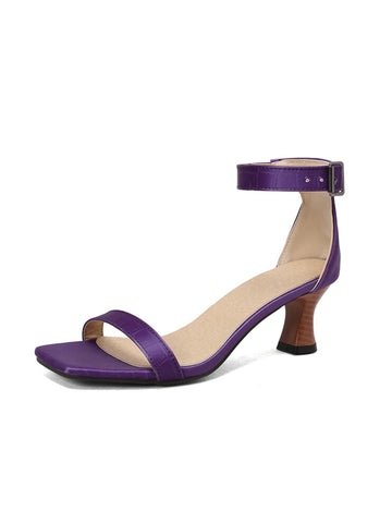 Classic Grace Ankle Buckle Heels Purple Sandals for Women