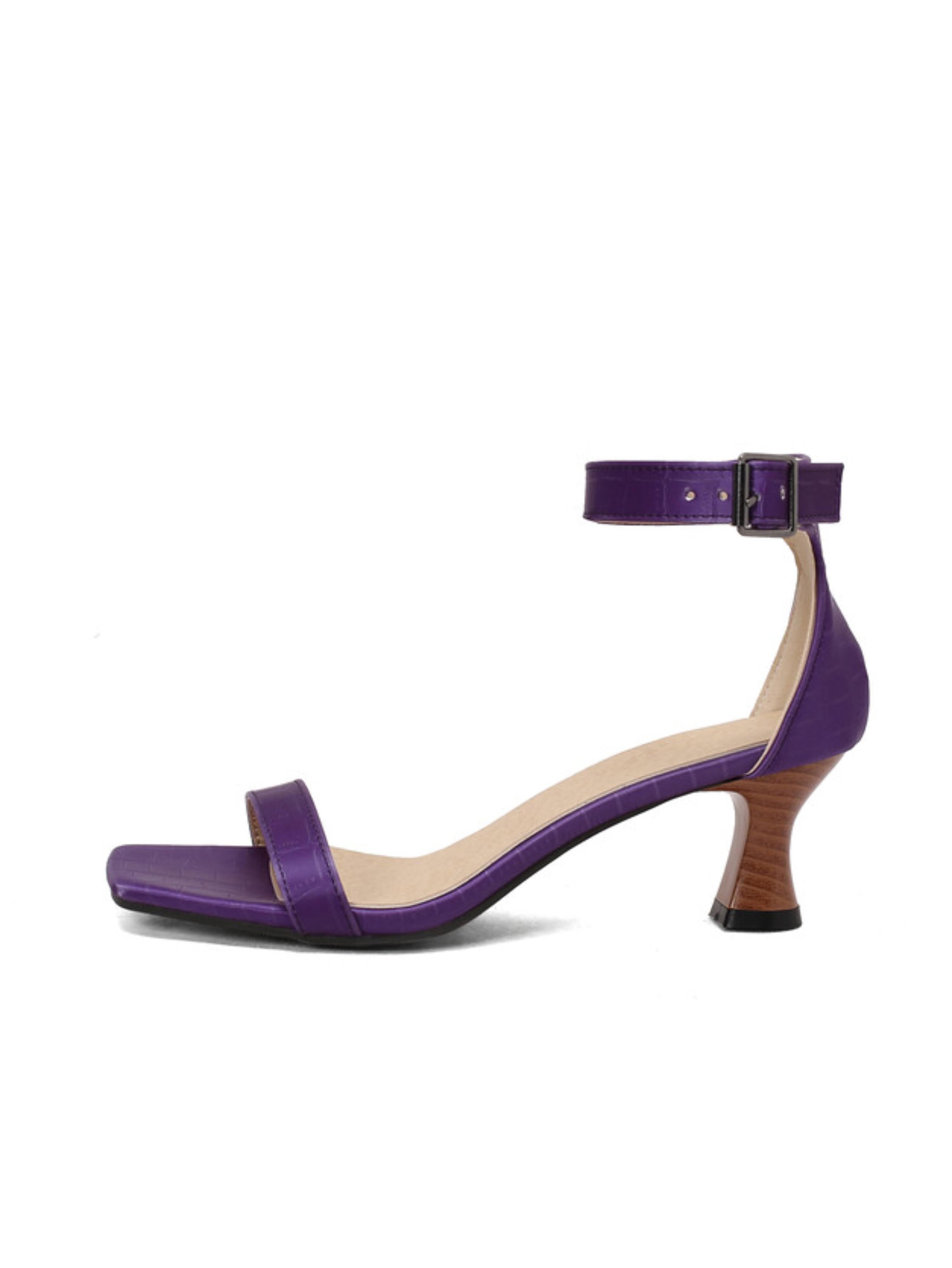 Classic Grace Ankle Buckle Heels Purple Sandals for Women