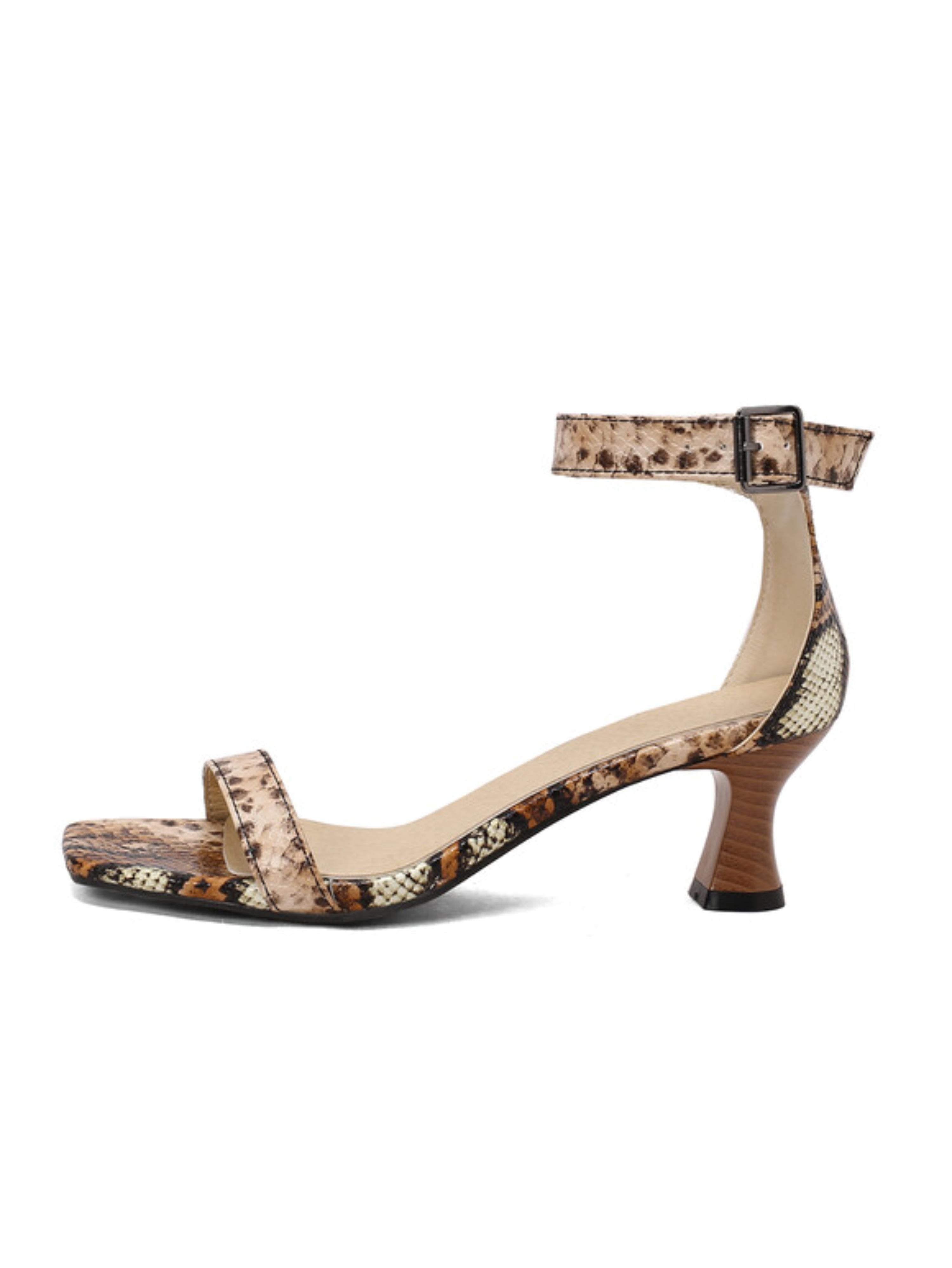 Serpent Chic Kitten Brown Sandals for Women