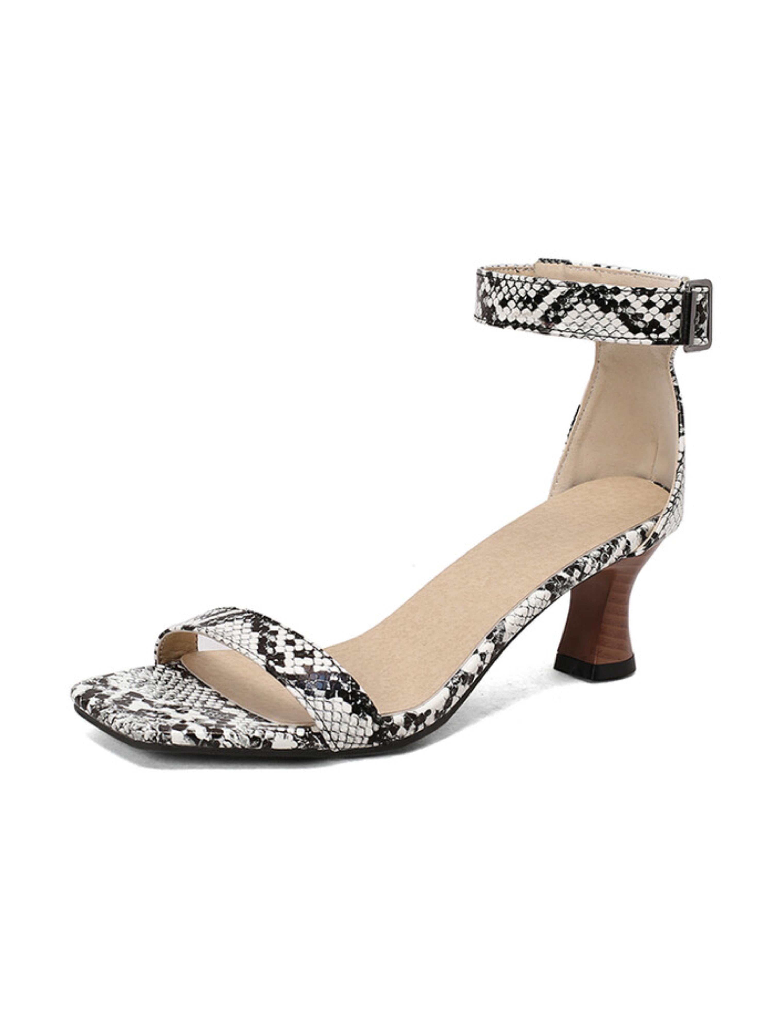 Effortless Edge Snake Print Kitten Hees Sandals Women