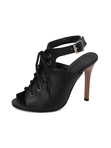 Bold Black High Heel Peep Toe Women's Dress Sandals