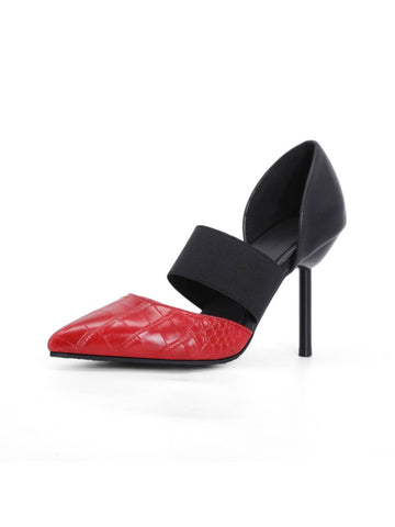 Fierce Red & Black Pointed Toe Stiletto Pumps Sandals Women