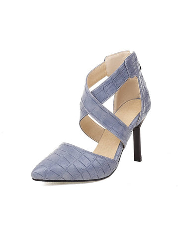 Charming Cross-Strap High Heels Women Blue Sandals