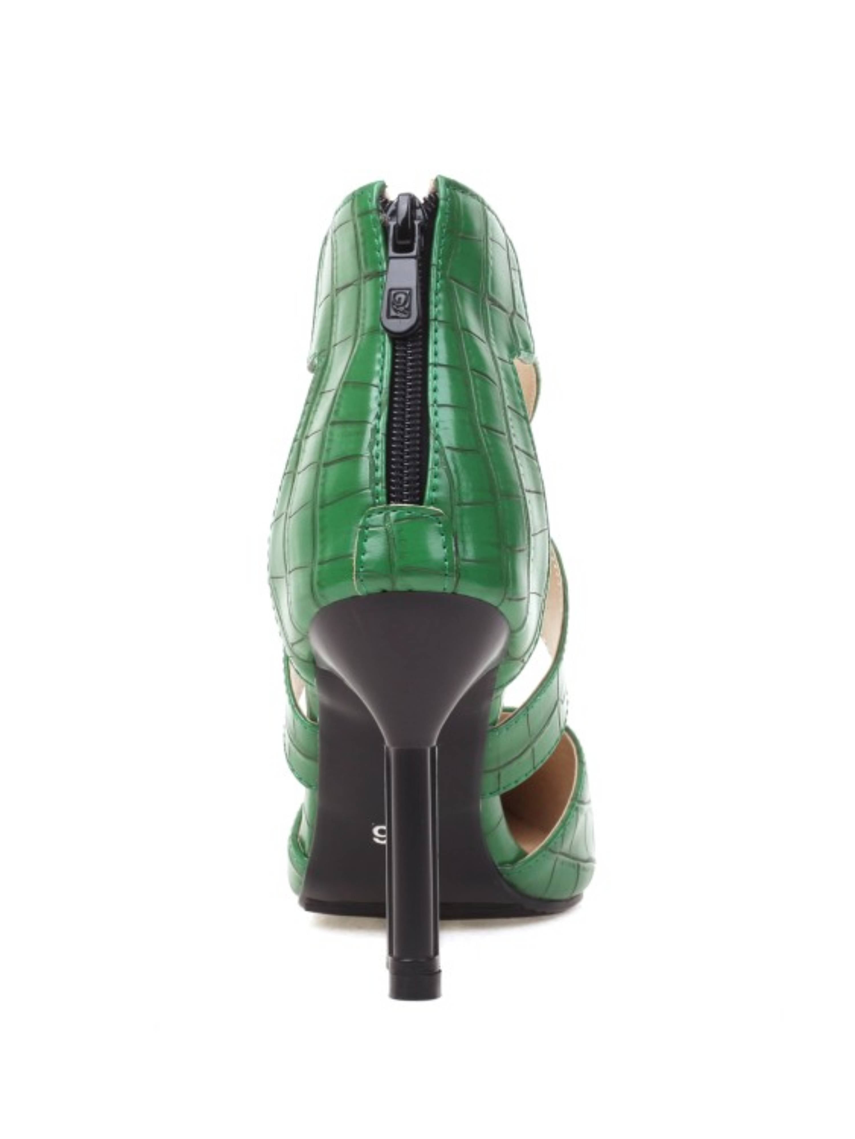 Sleek Pointed Toe Green Sandals for Women with Strap Design