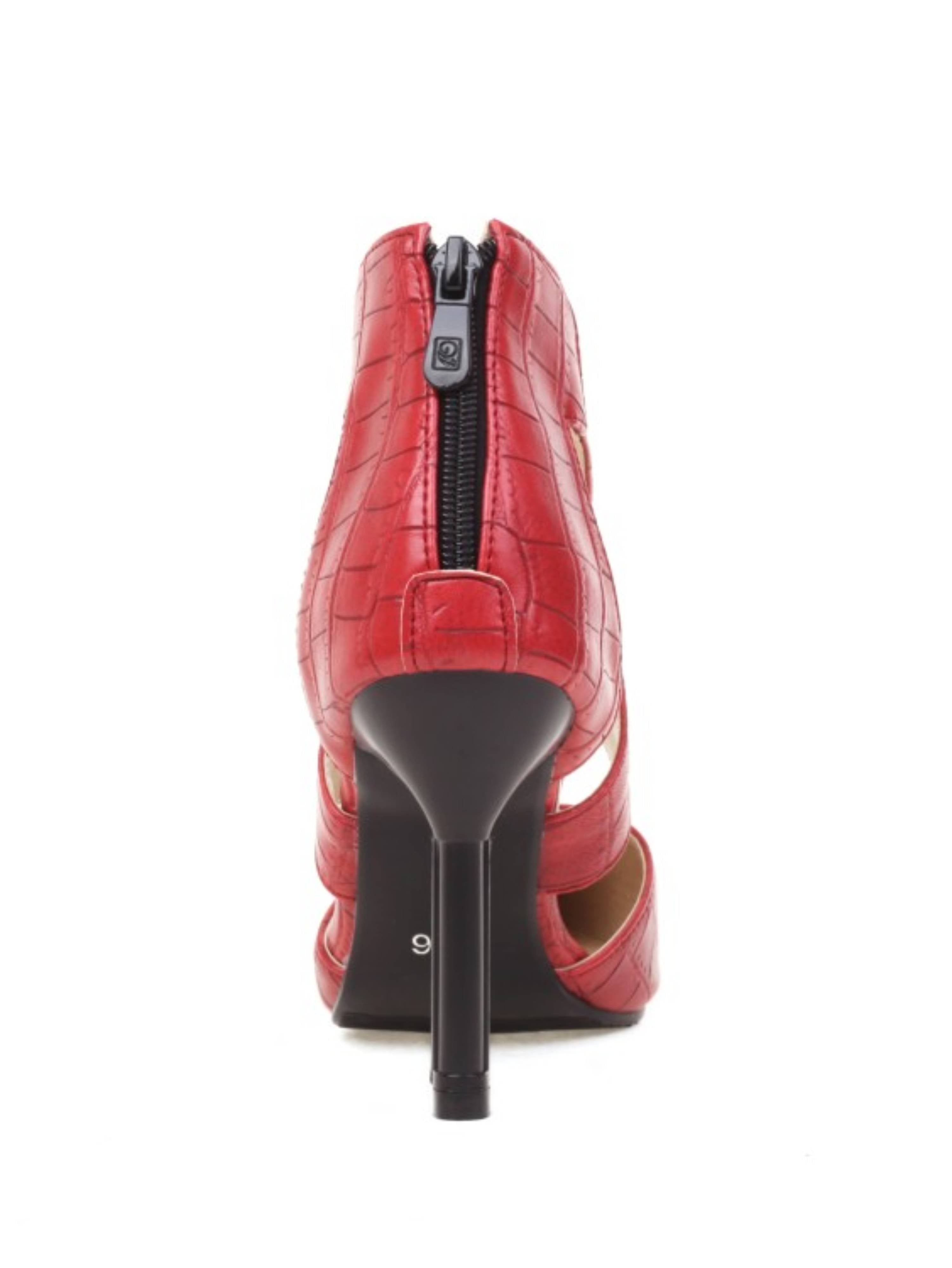 Fierce Red Croc Cross-Strap Stiletto Heel Sandals for Women