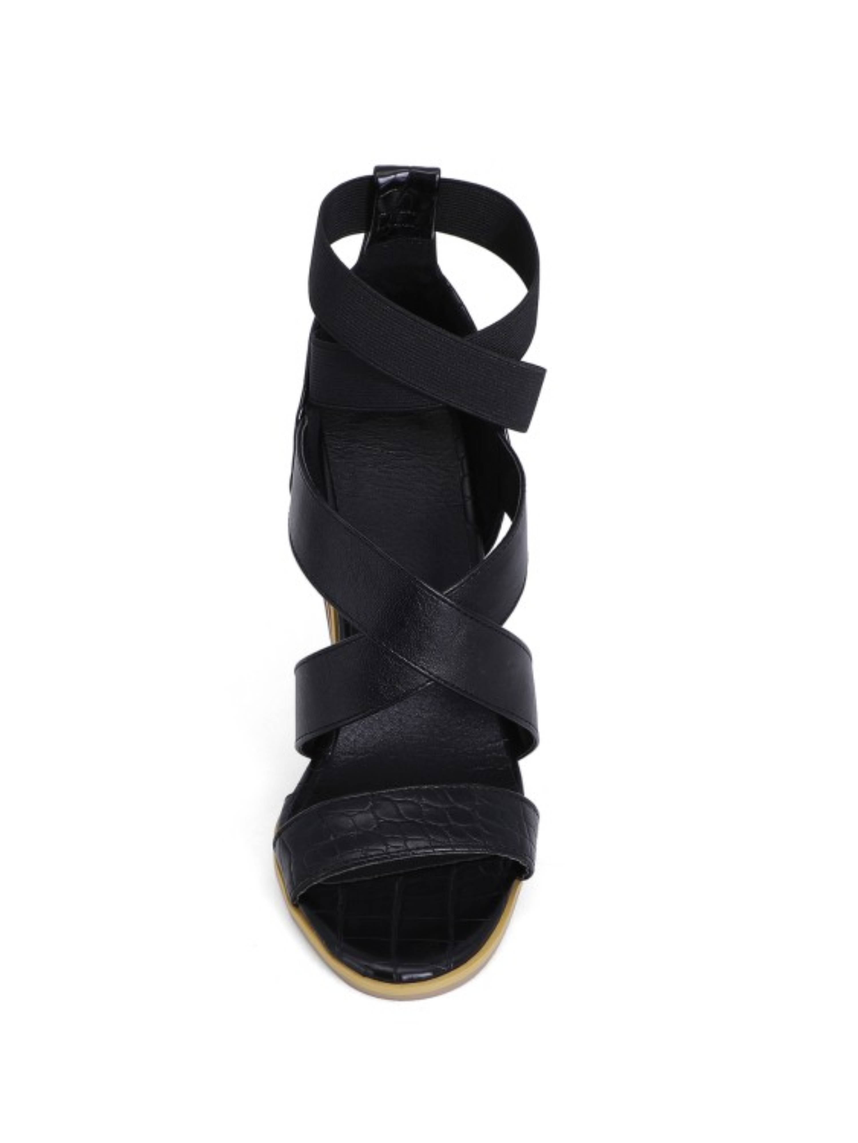 Versatile Crisscross Strap Heels Sandals for Women Black