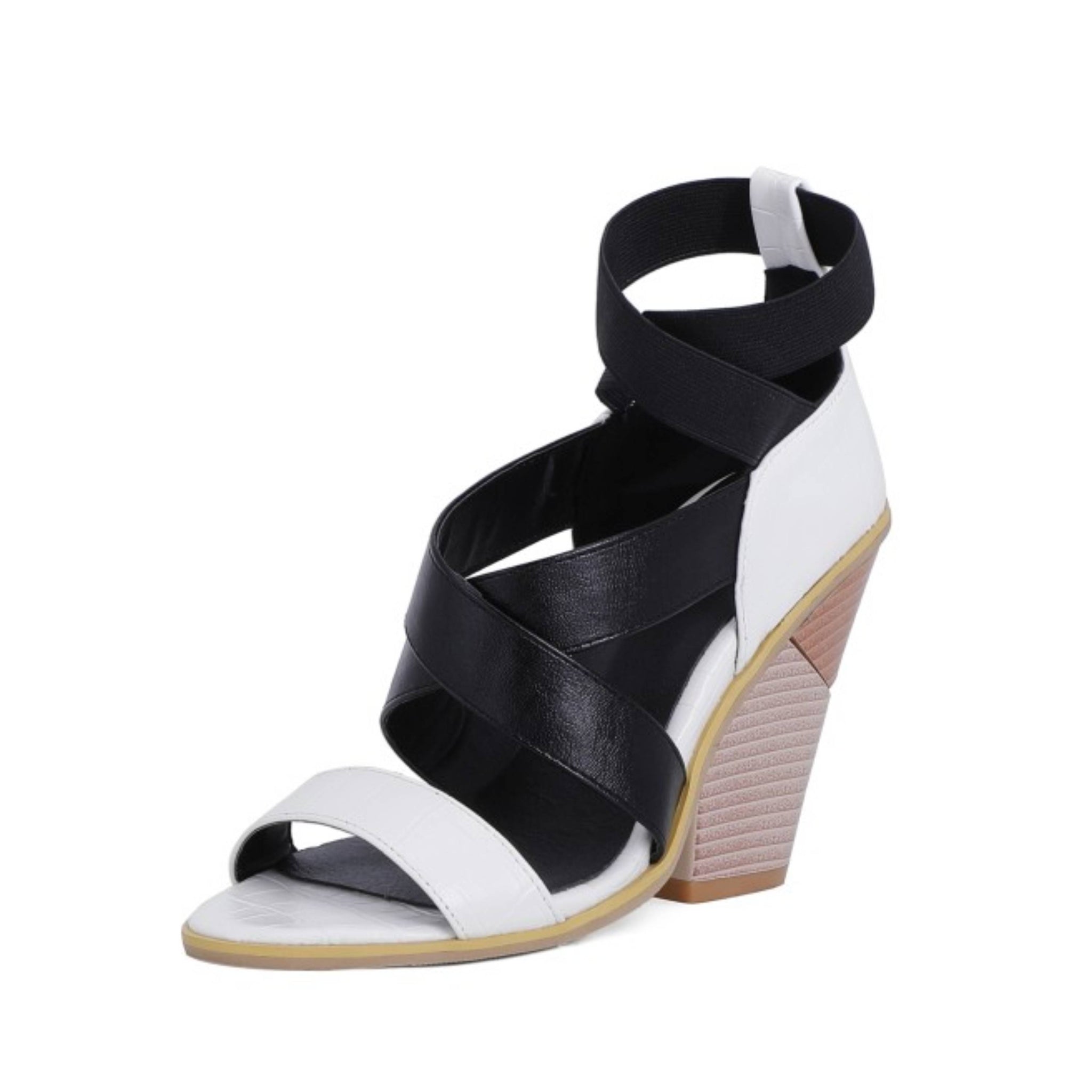 Stylish Two-Tone Open Toe Women's Wedge Sandals
