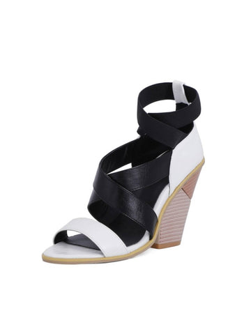 Stylish Two-Tone Open Toe Women's Wedge Sandals