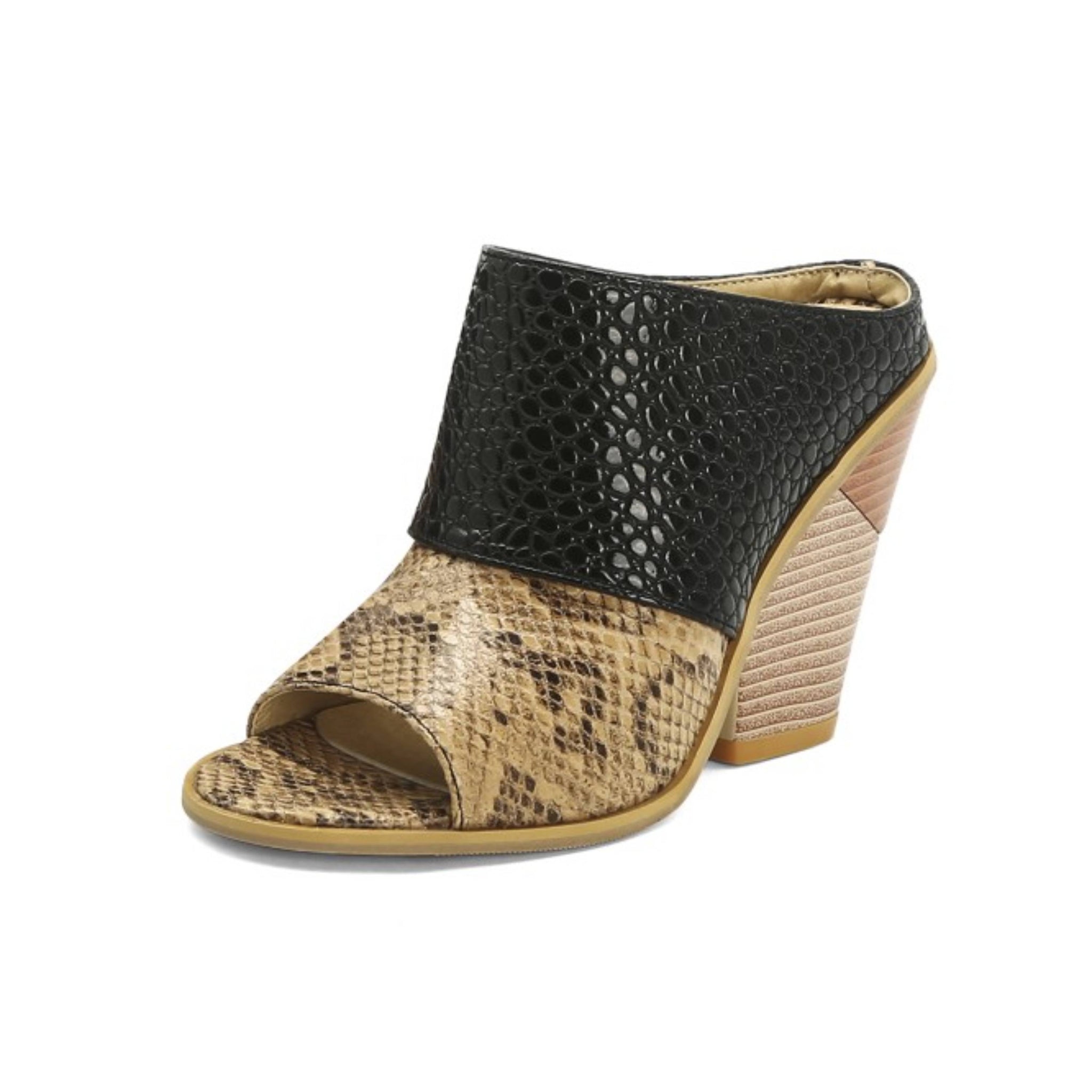 Elegant Textured Peep-Toe Women Wedge Mules Sandals