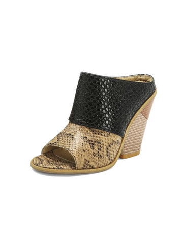 Elegant Textured Peep-Toe Women Wedge Mules Sandals