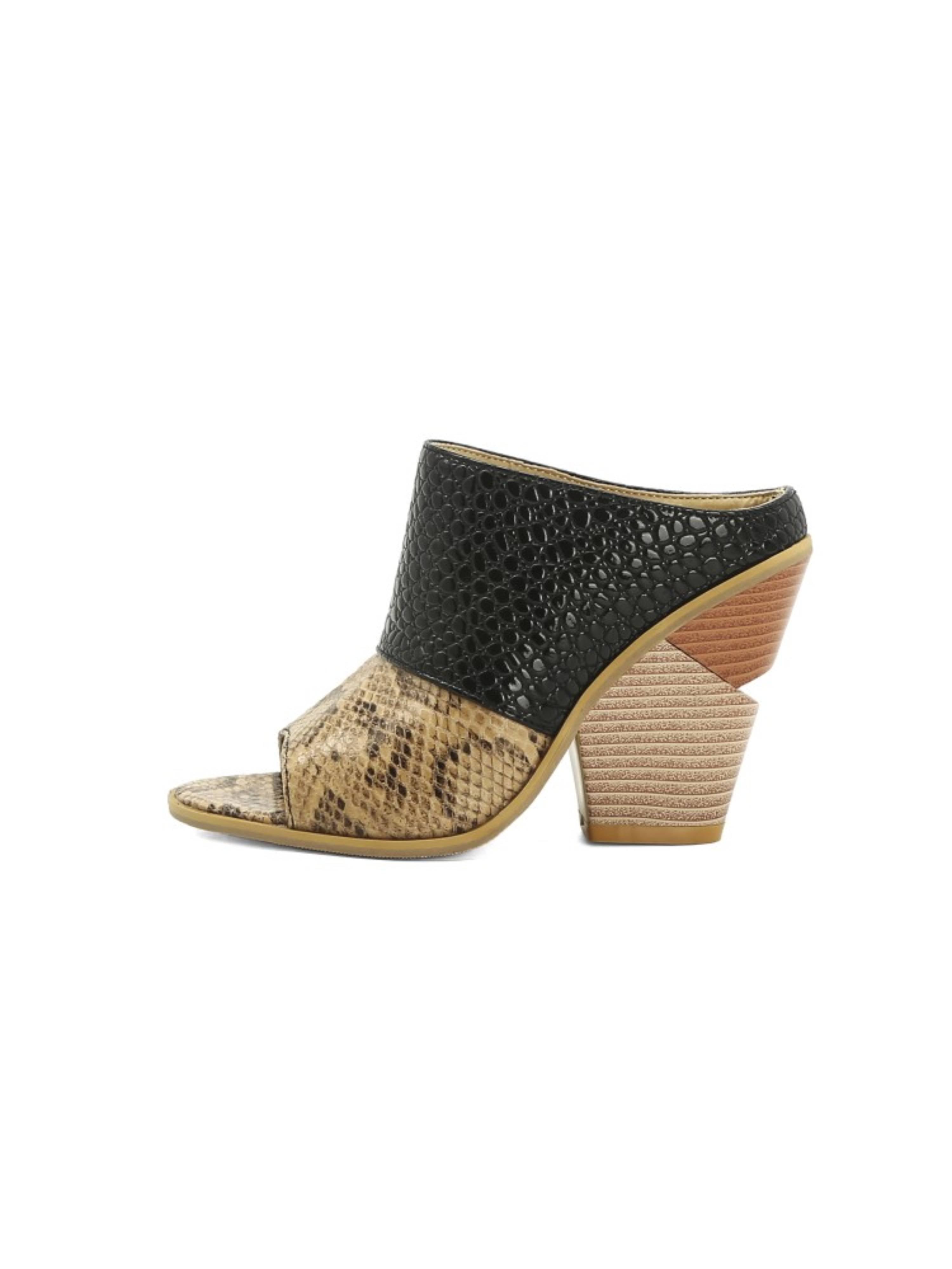 Elegant Textured Peep-Toe Women Wedge Mules Sandals