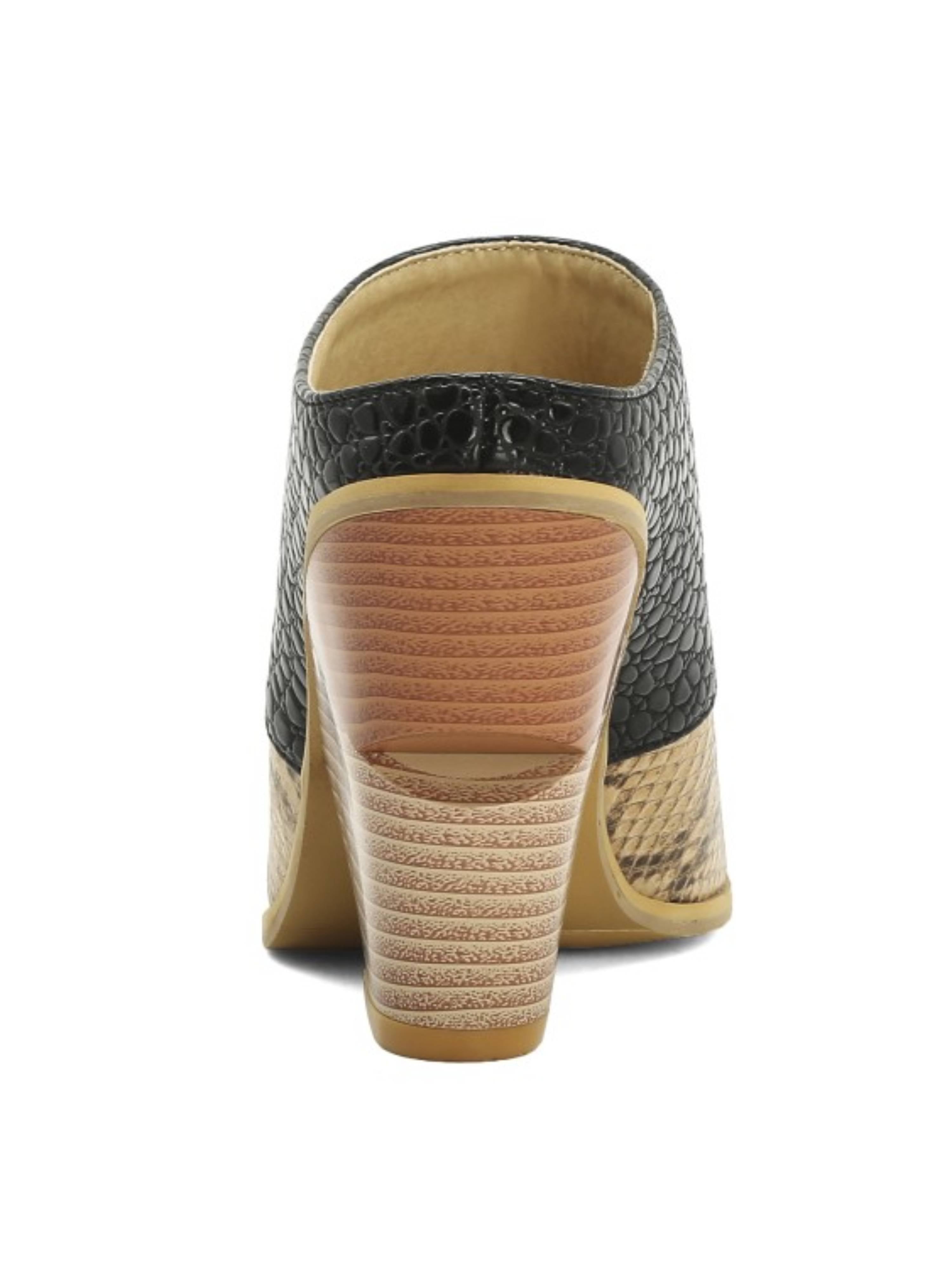 Elegant Textured Peep-Toe Women Wedge Mules Sandals