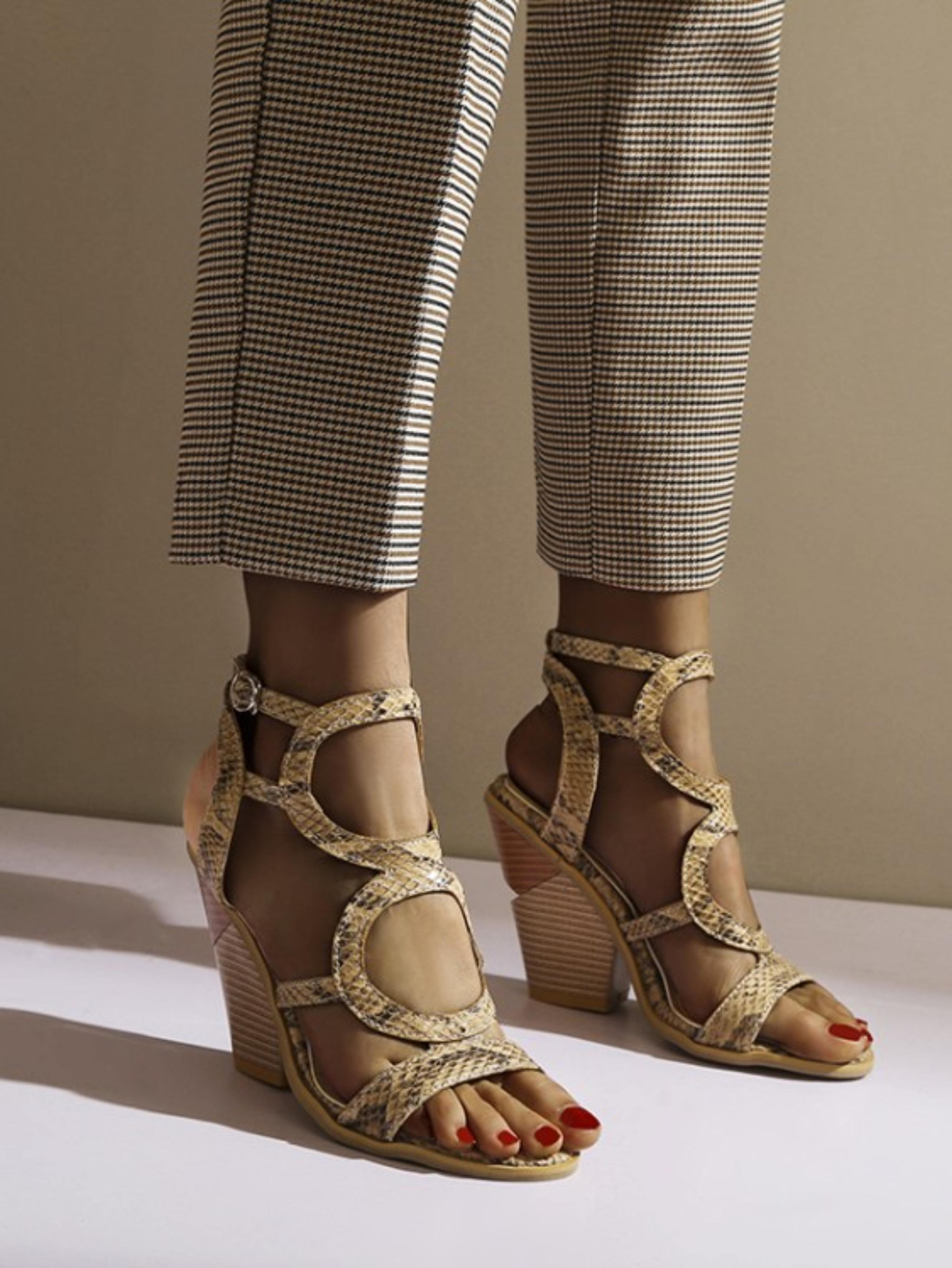 Exotic Edge Gladiator Snake-Print Brown Women Sandals