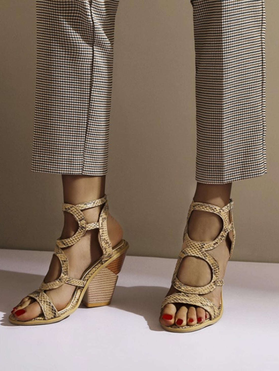 Exotic Edge Gladiator Snake-Print Brown Women Sandals