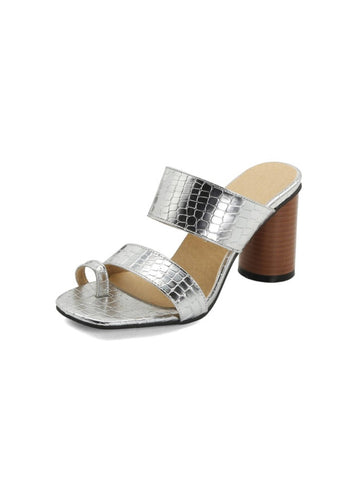 Shimmer & Shine Silver Block Heel Dressy Sandals Women