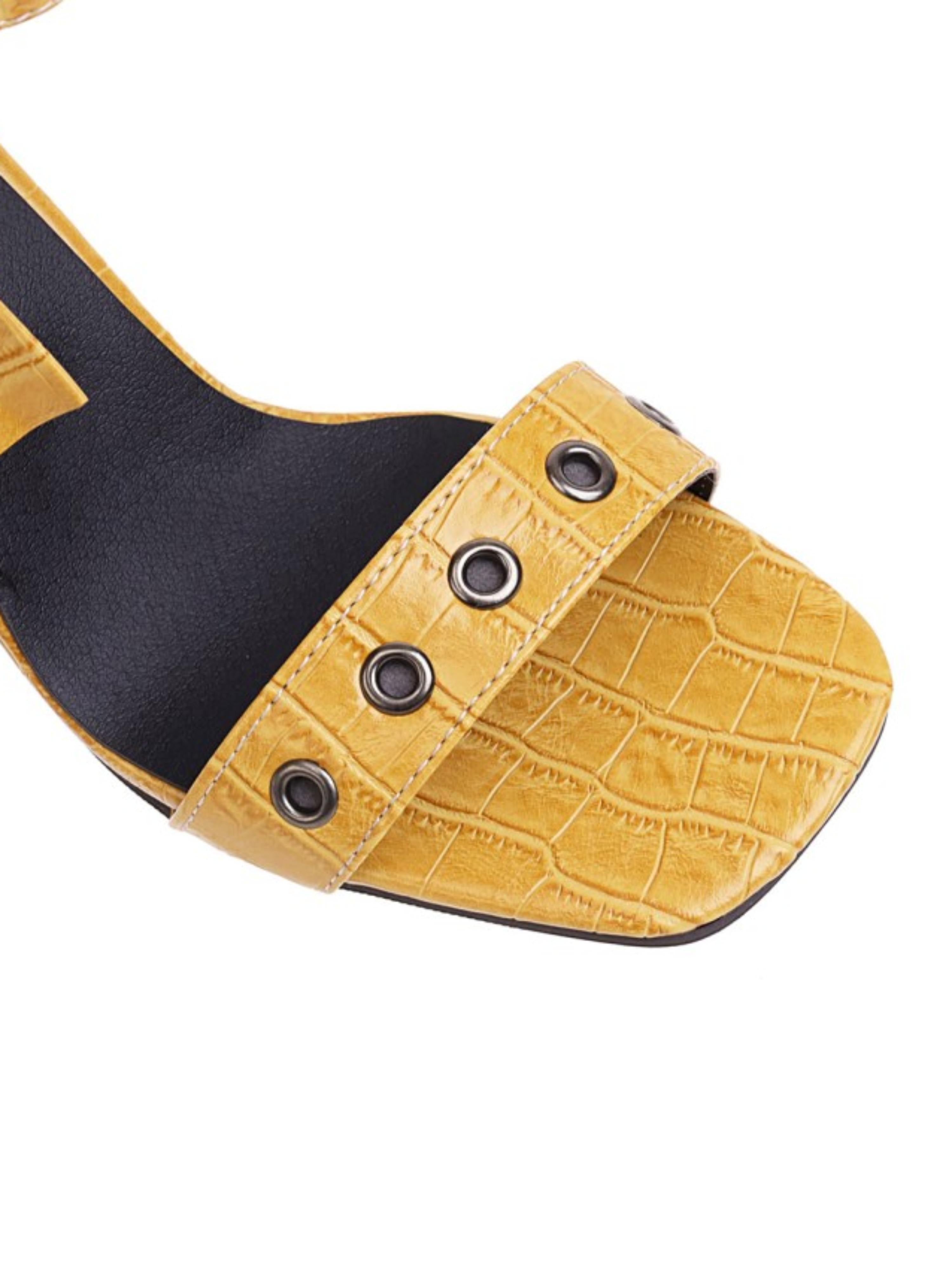 Rogue Charm Yellow Strappy Sandals for Women