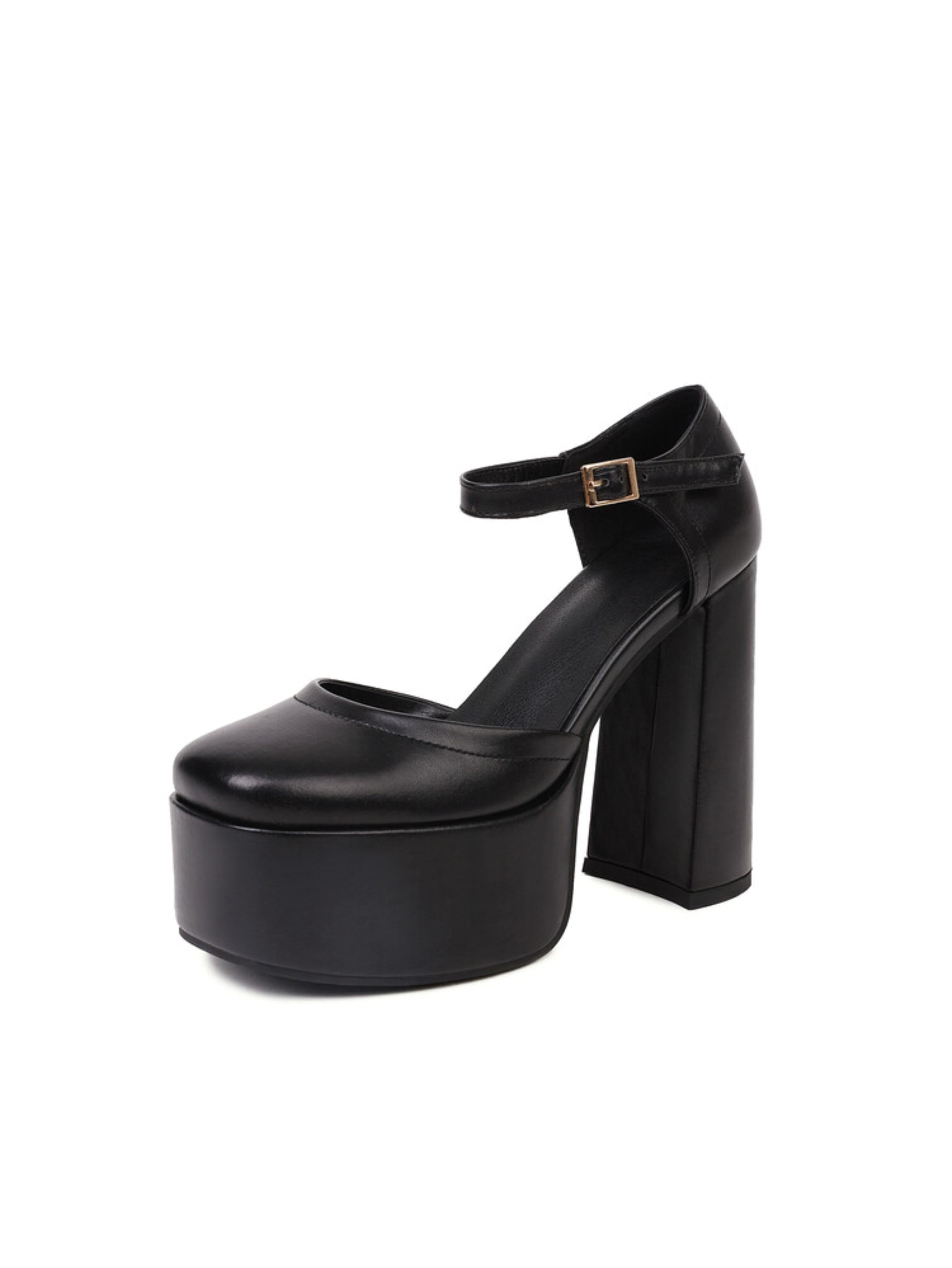 Black platform high heel shoe