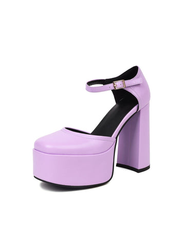 Purple platform high heel shoe
