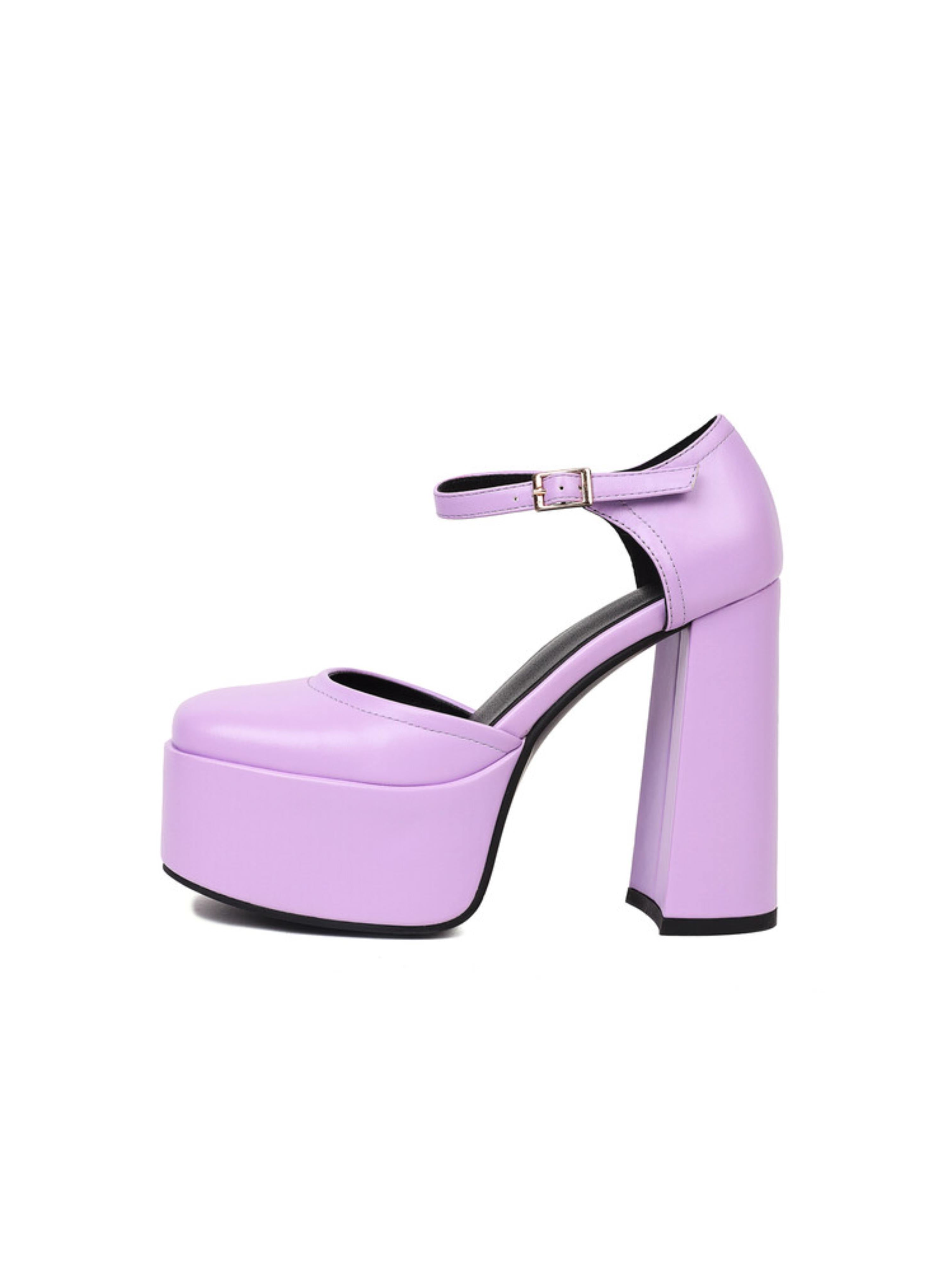 Purple platform high-heeled shoe