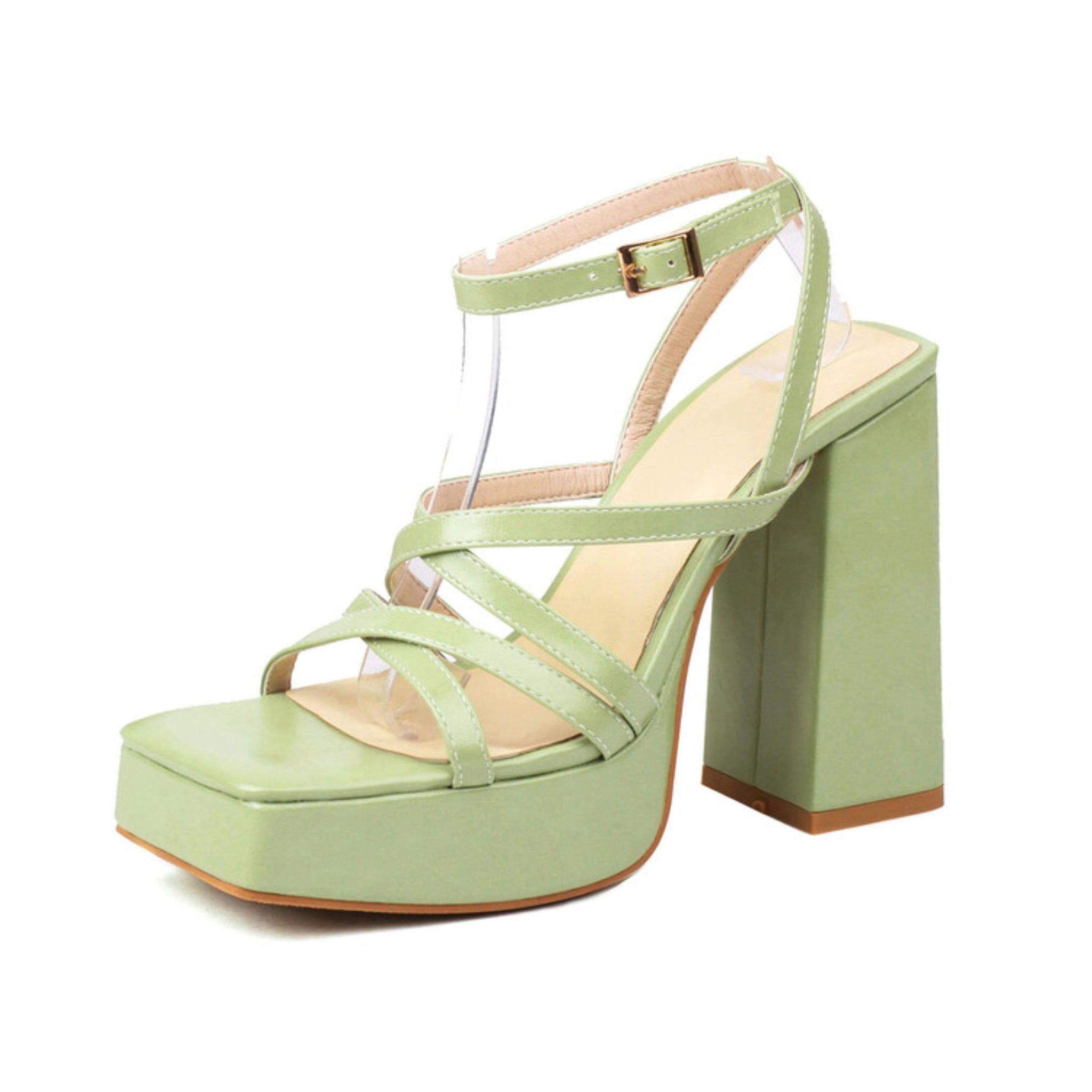 Green high-heeled sandal