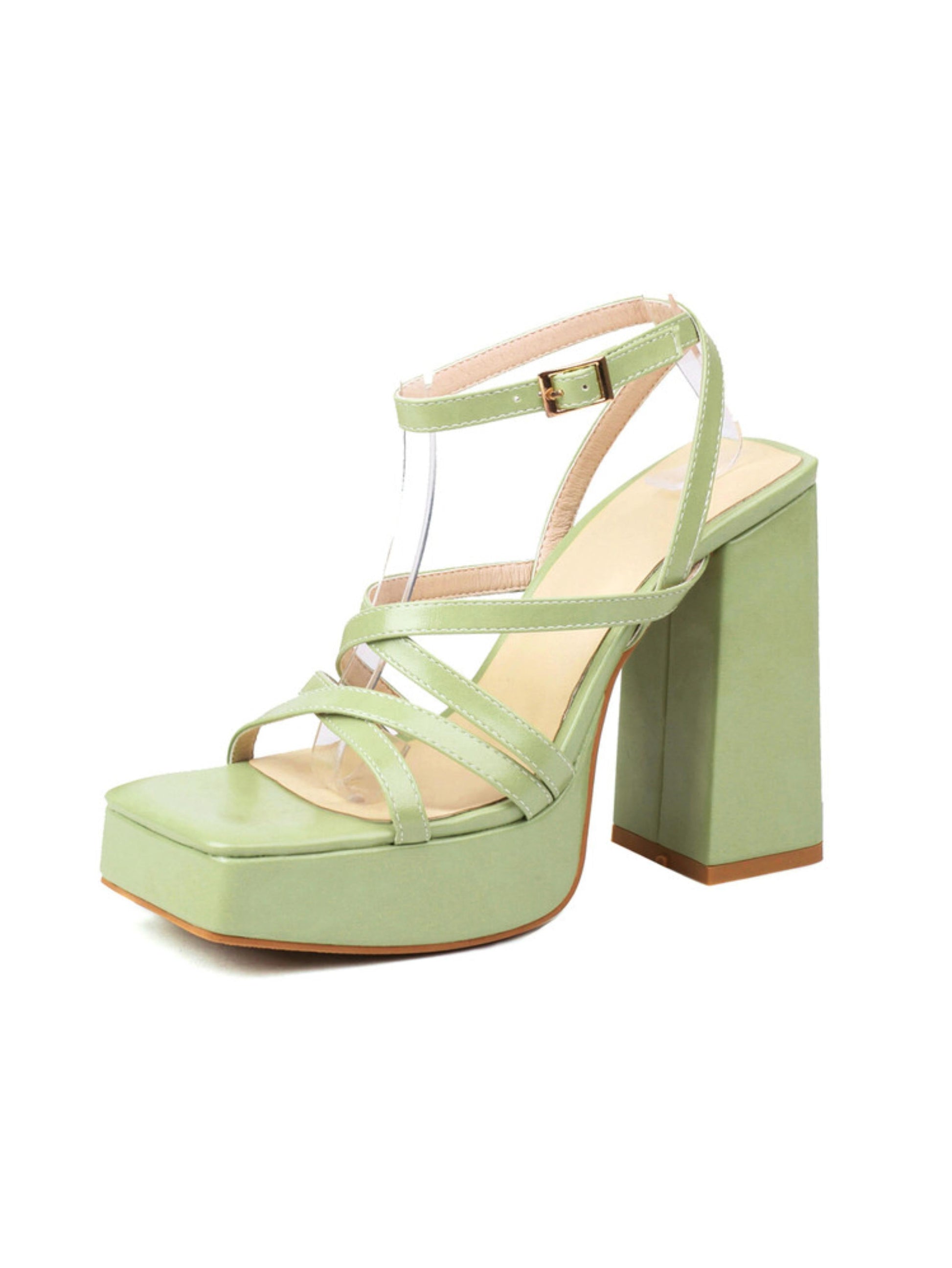 Green high-heeled sandal