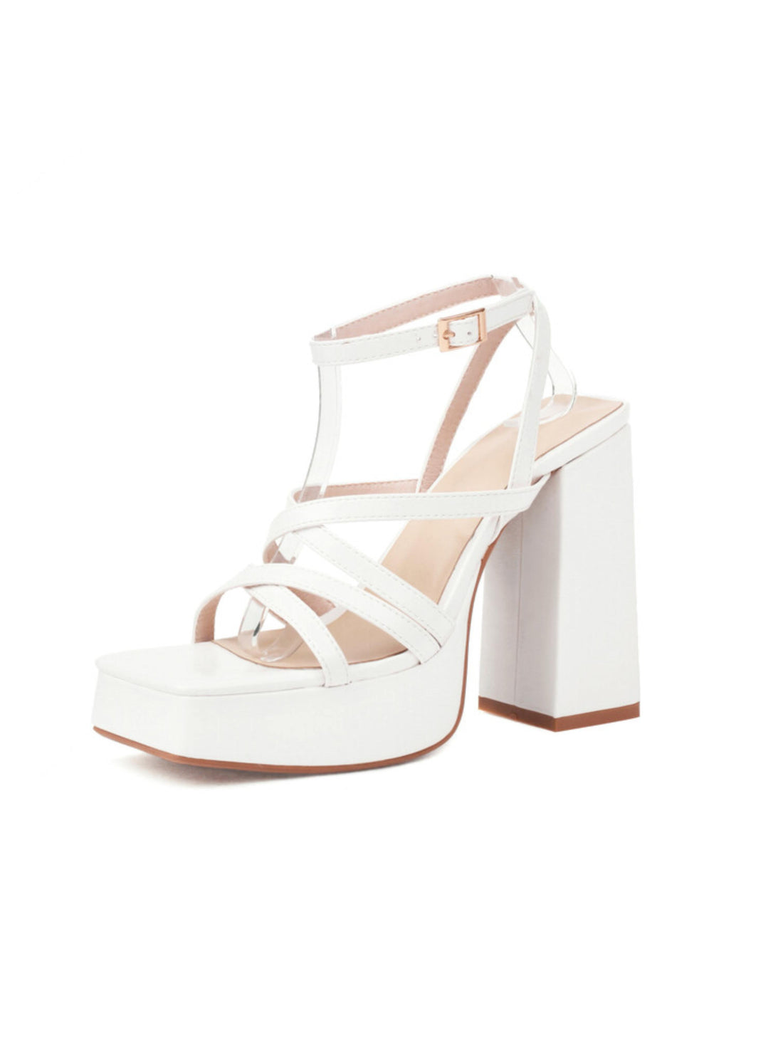 White high-heeled sandal