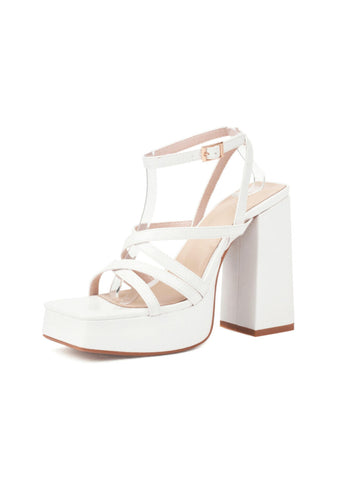 White high-heeled sandal