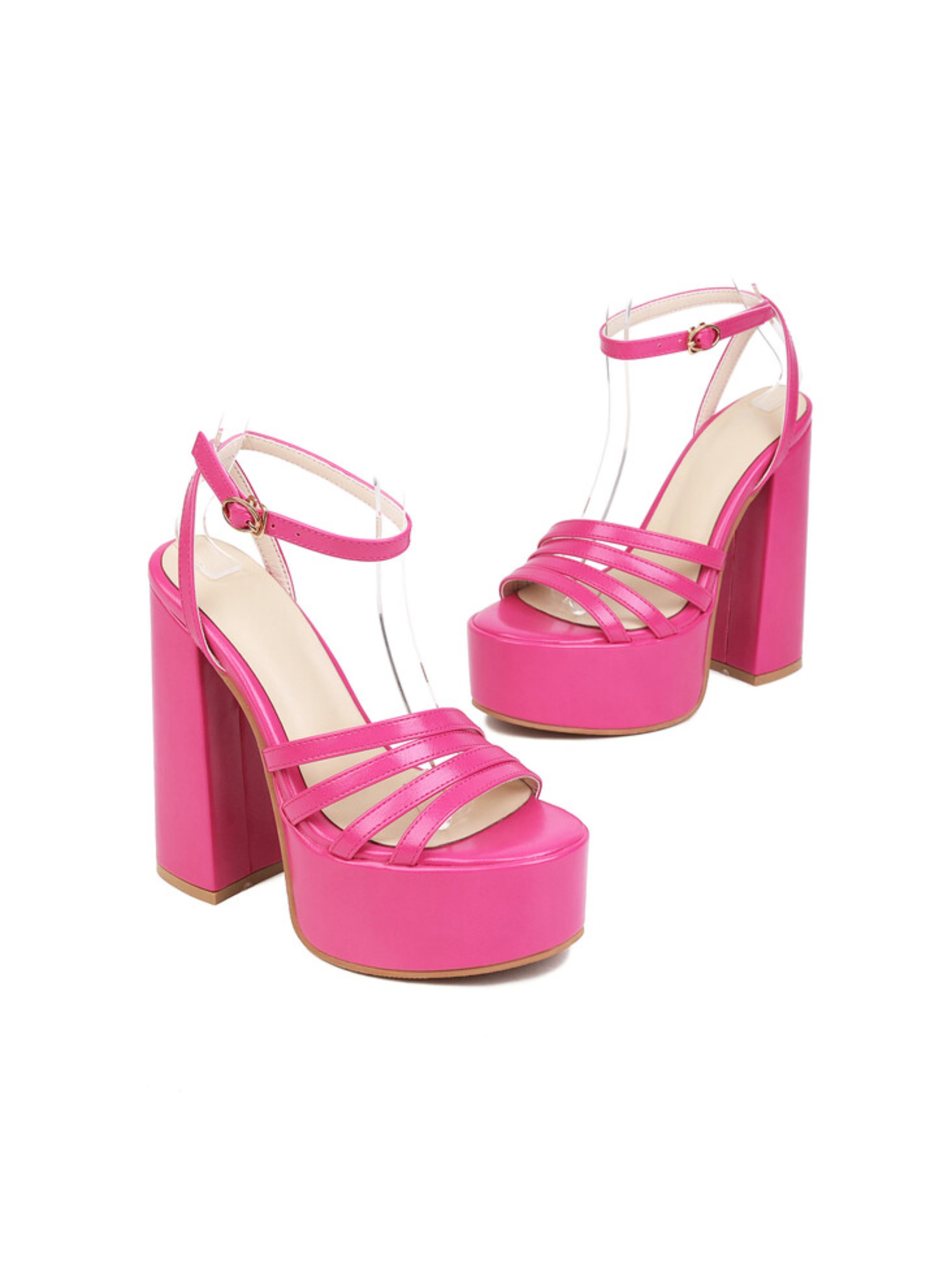 Eye-Catching Fuchsia Platform Party Heel Women Sandals