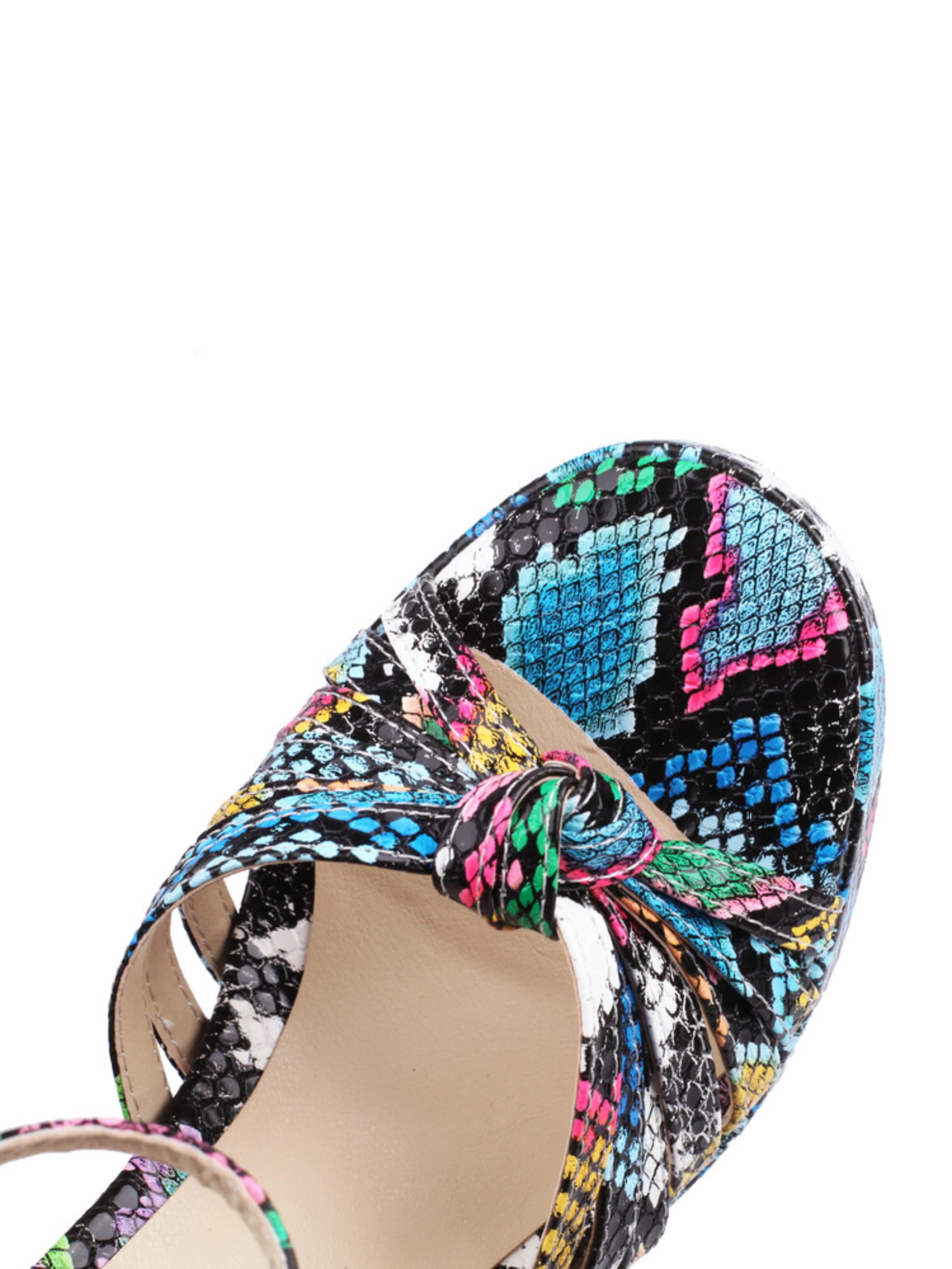 Glamorous Blue Snake Print Party Platform Sandals for Women