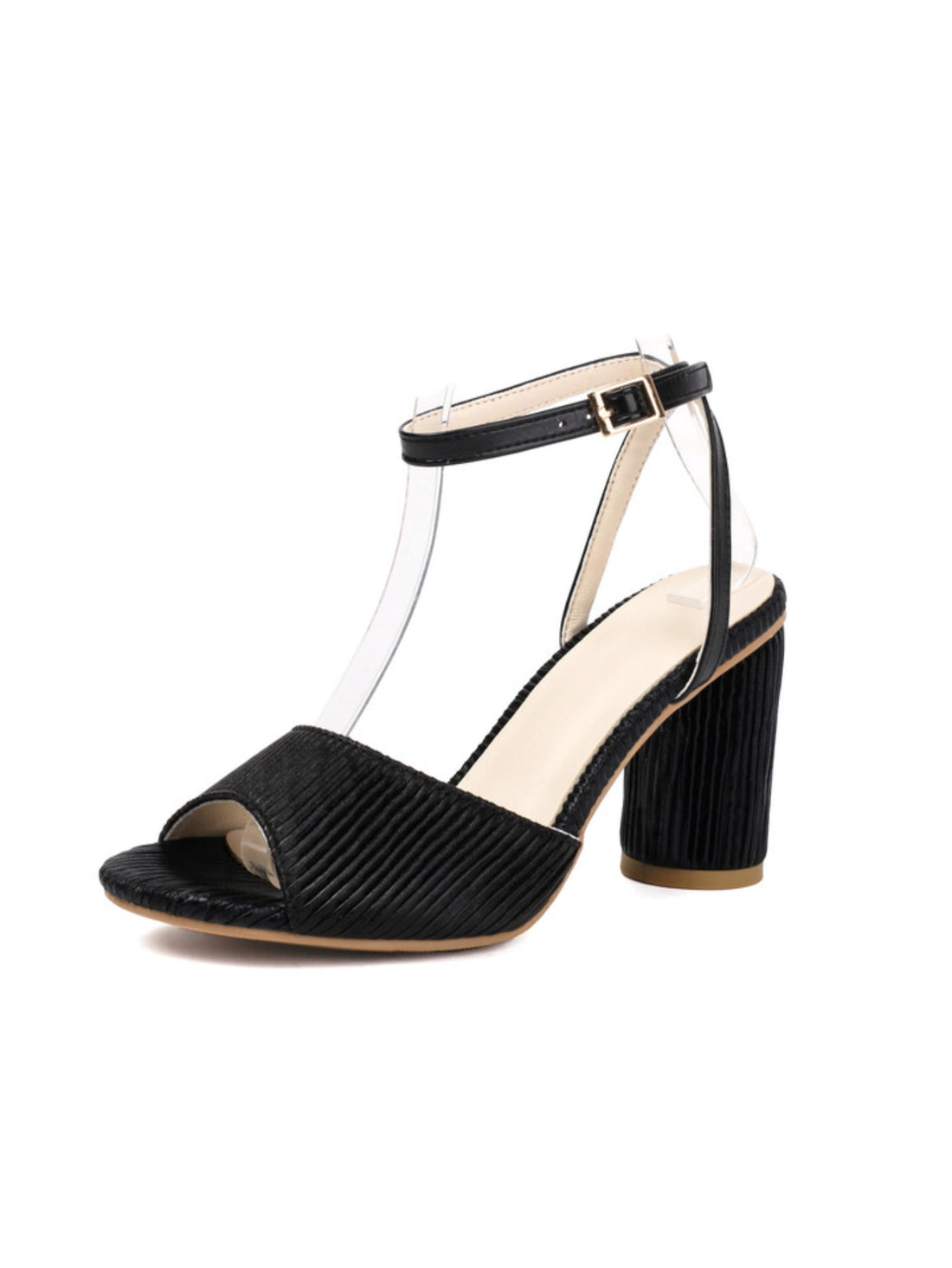 Black sandal with clear strap