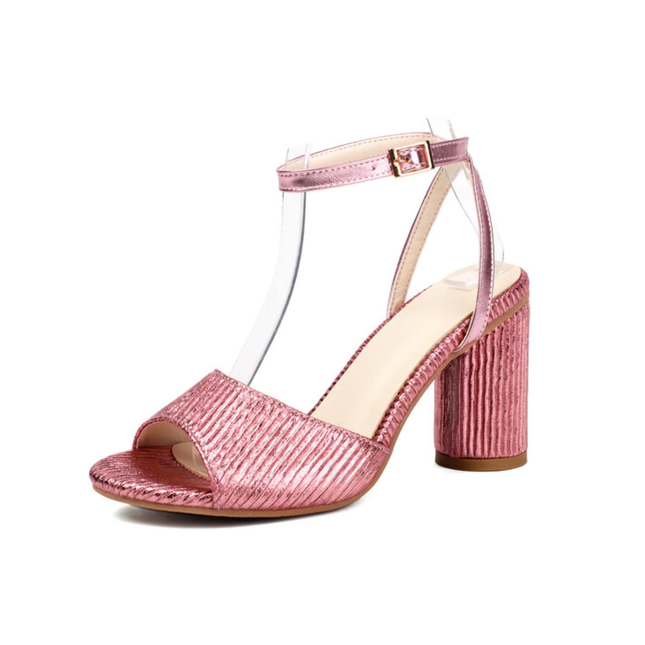 Pink high-heeled sandal