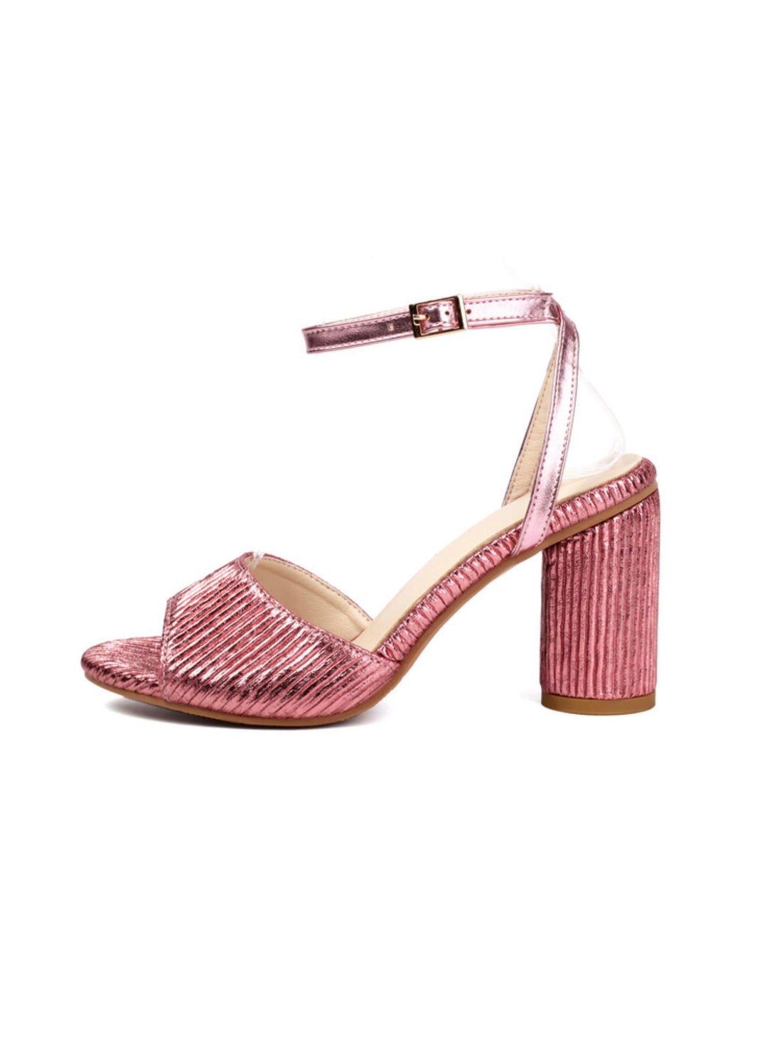 Pink high-heeled sandal