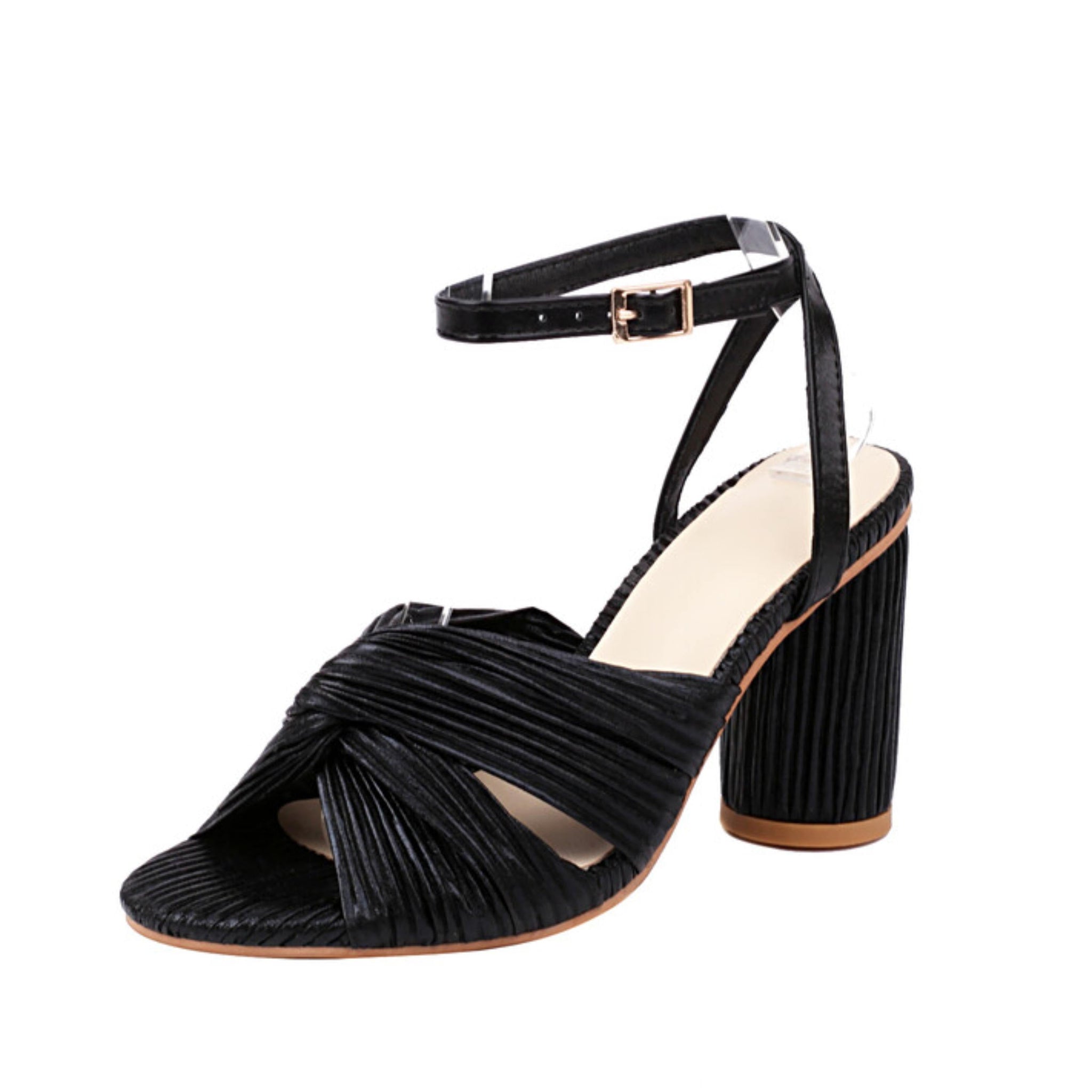 Black sandal with a block heel