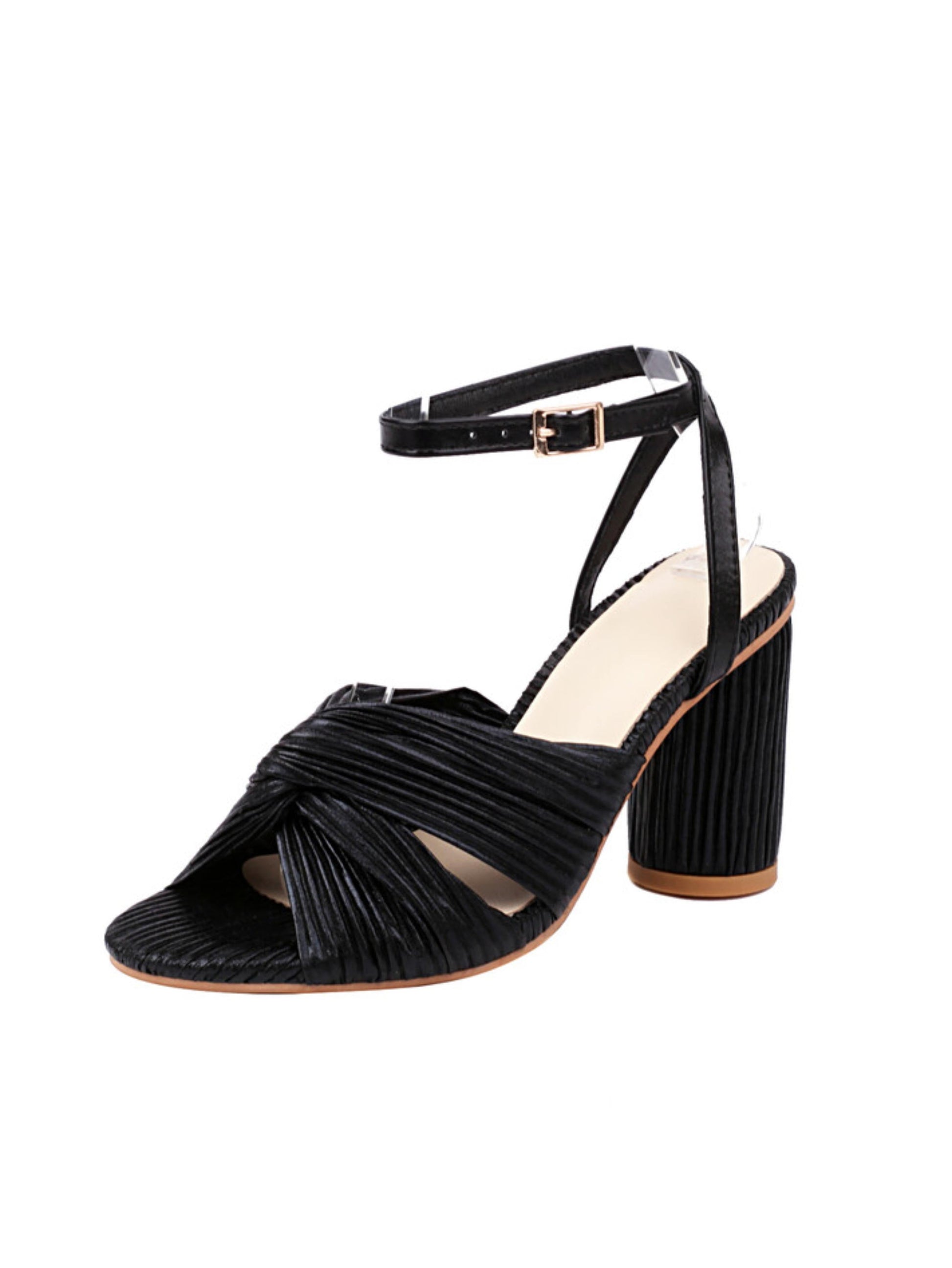 Black sandal with a block heel