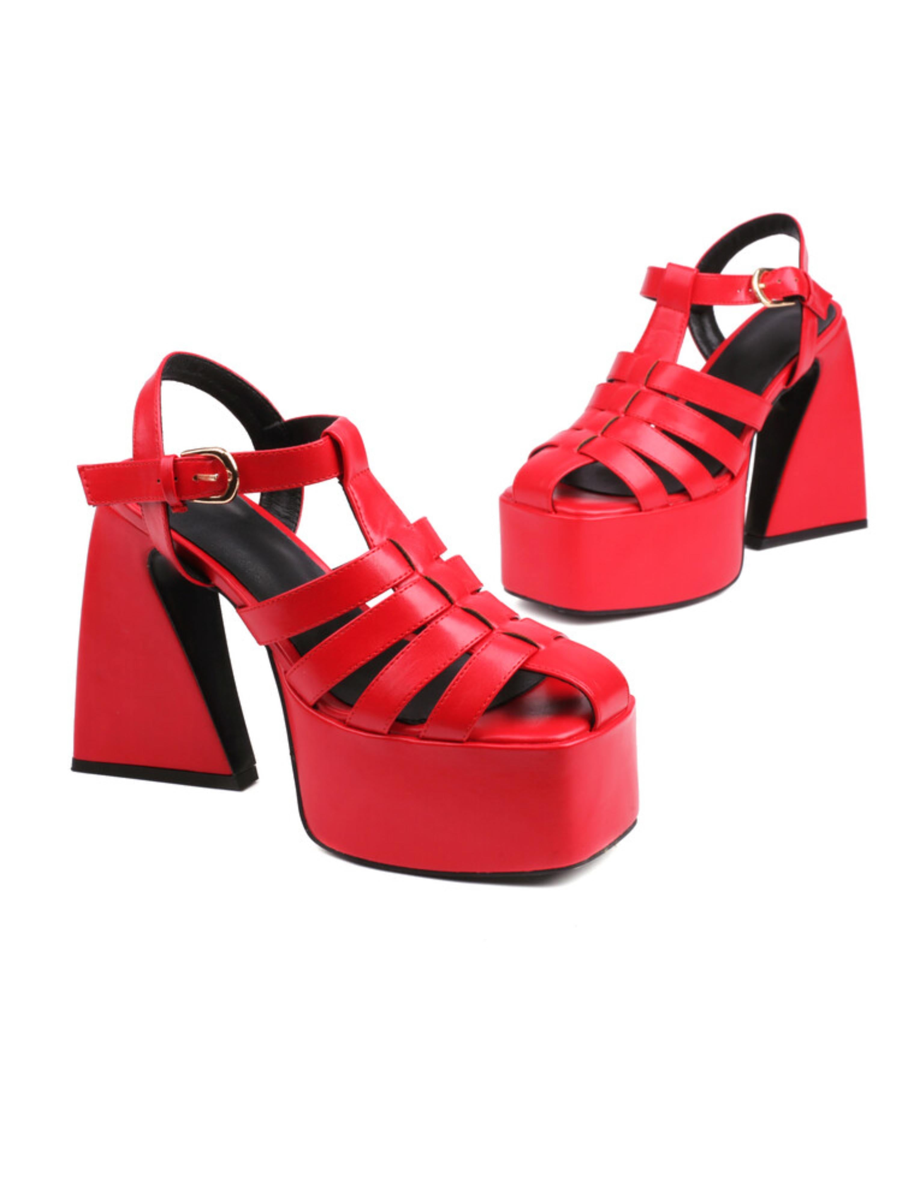Platform Heels Retro Red Sandals for Women
