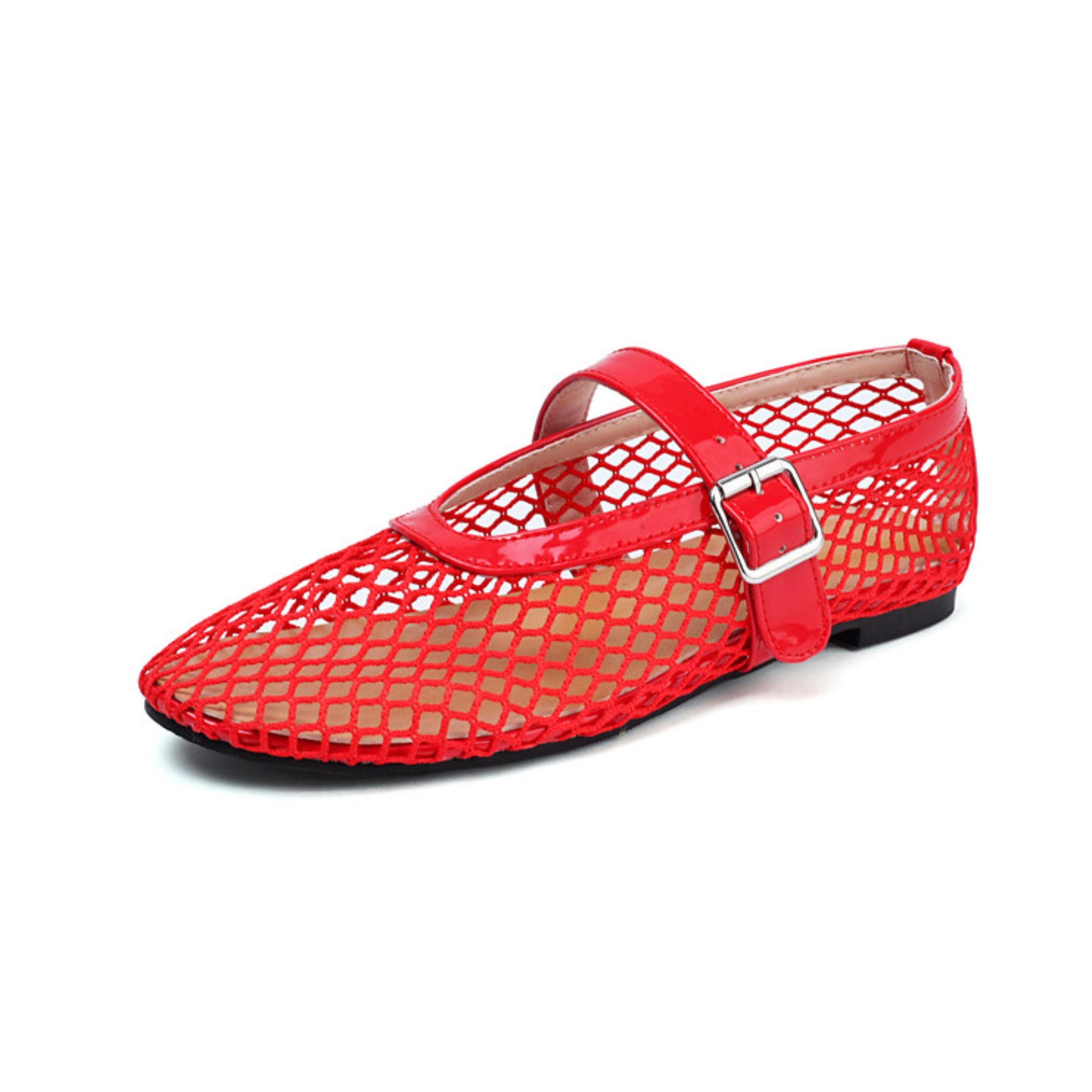 Breathable Flats with Chic Strap Red Sandals for Women